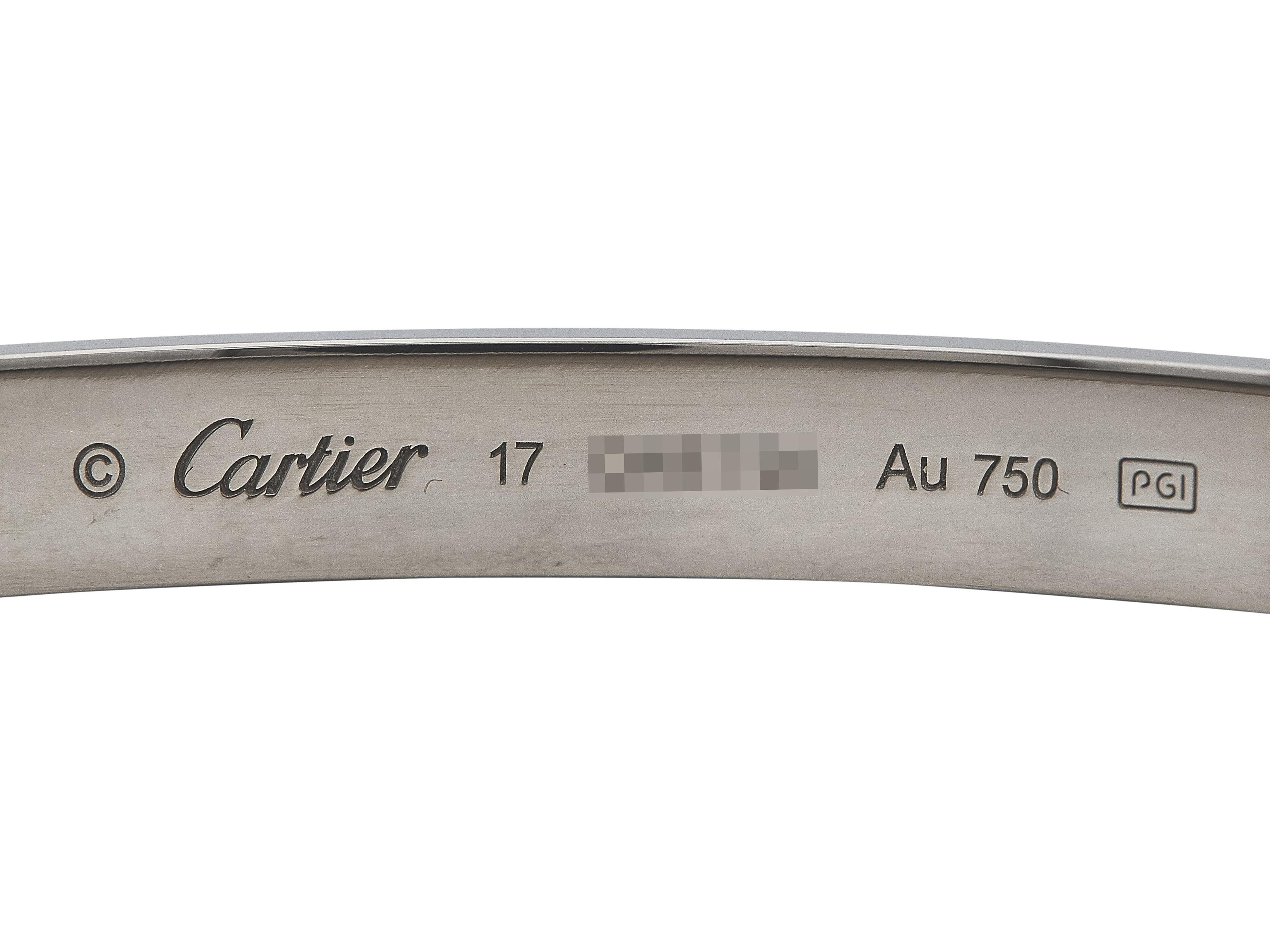 Contemporary Cartier Love Bracelet 18K White Gold Size 17 Classic Model For Sale