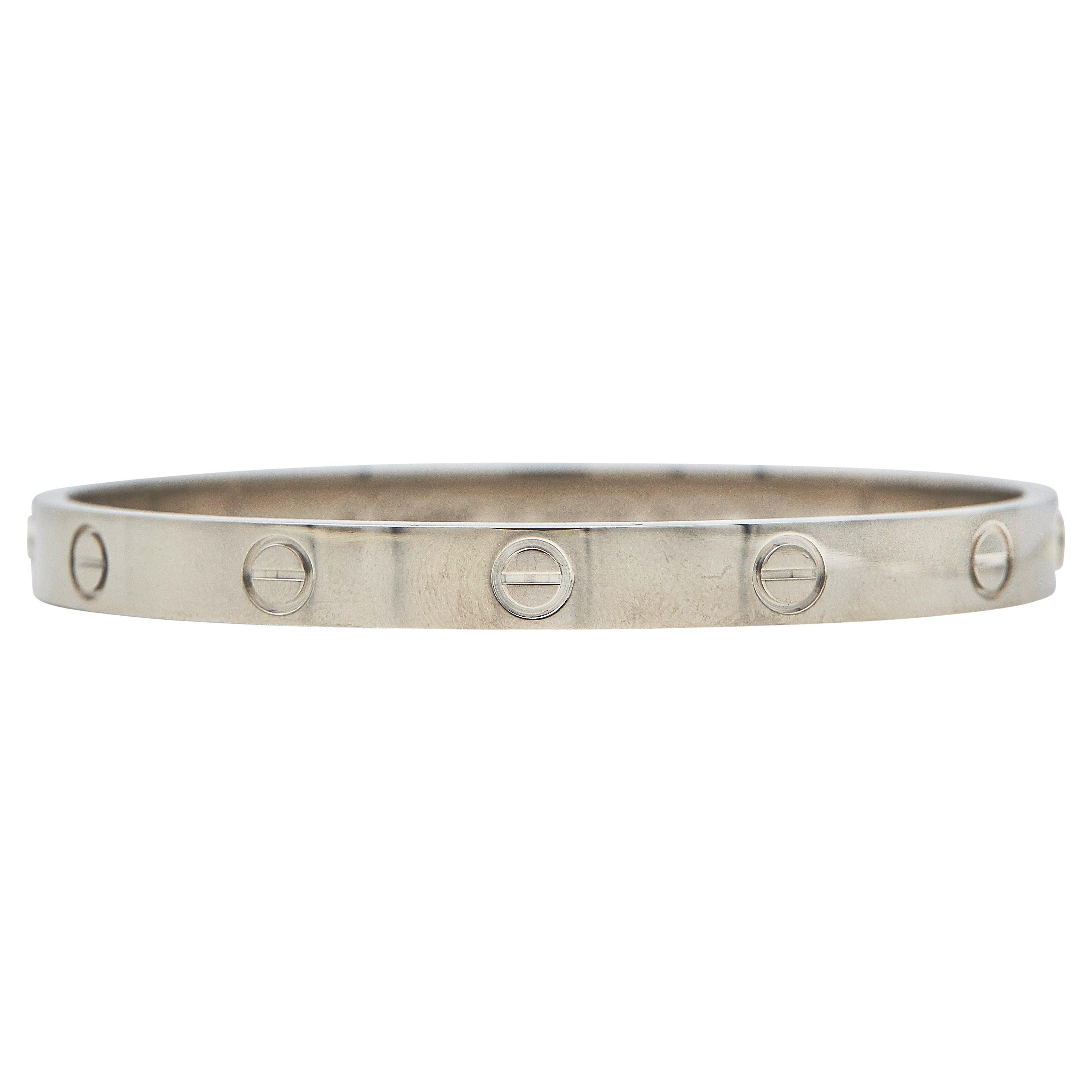 Pulsera Cartier Love Oro Blanco 18K Talla 17 Modelo Clásico
