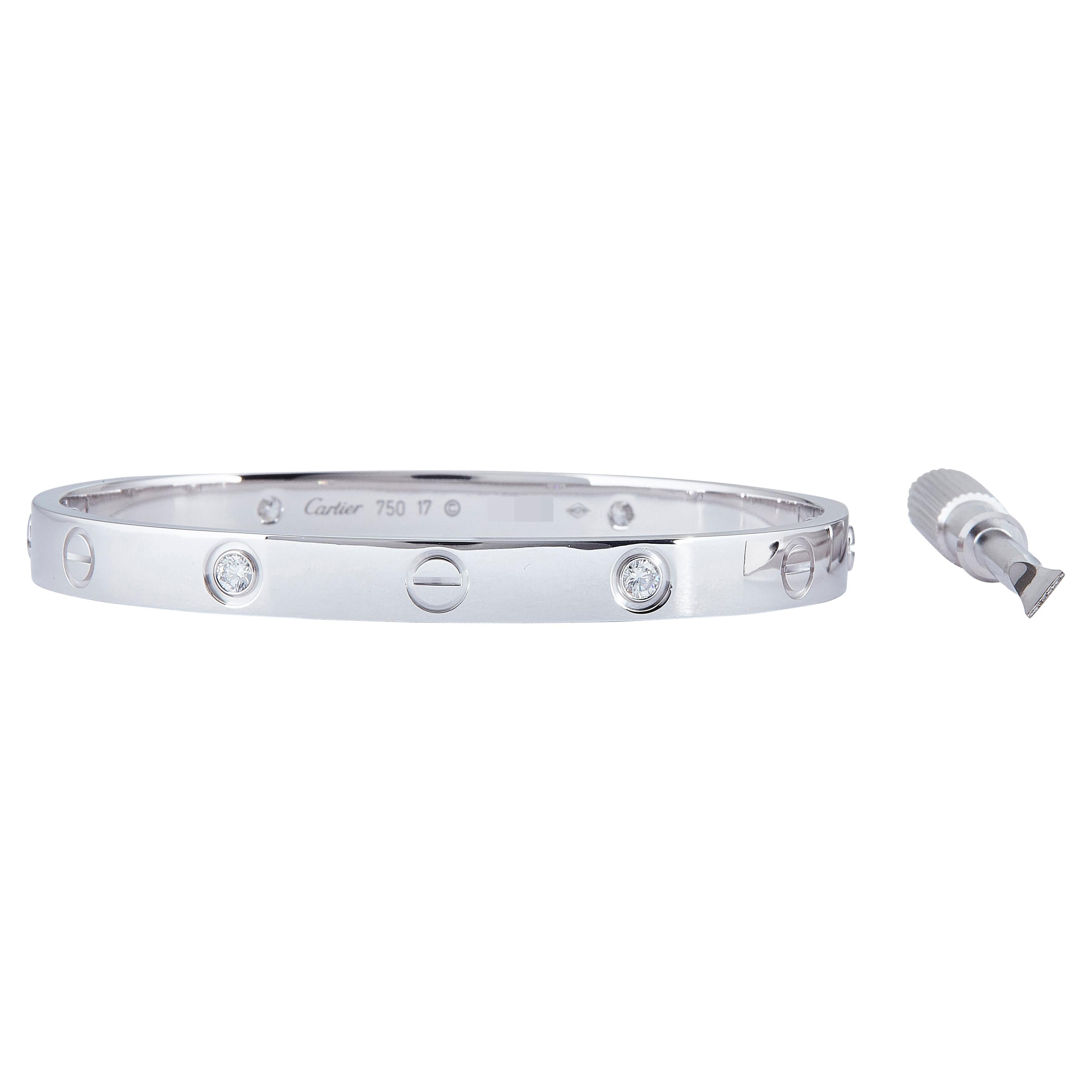 Cartier Love Bracelet 18K White Gold Size 17 Classic Model