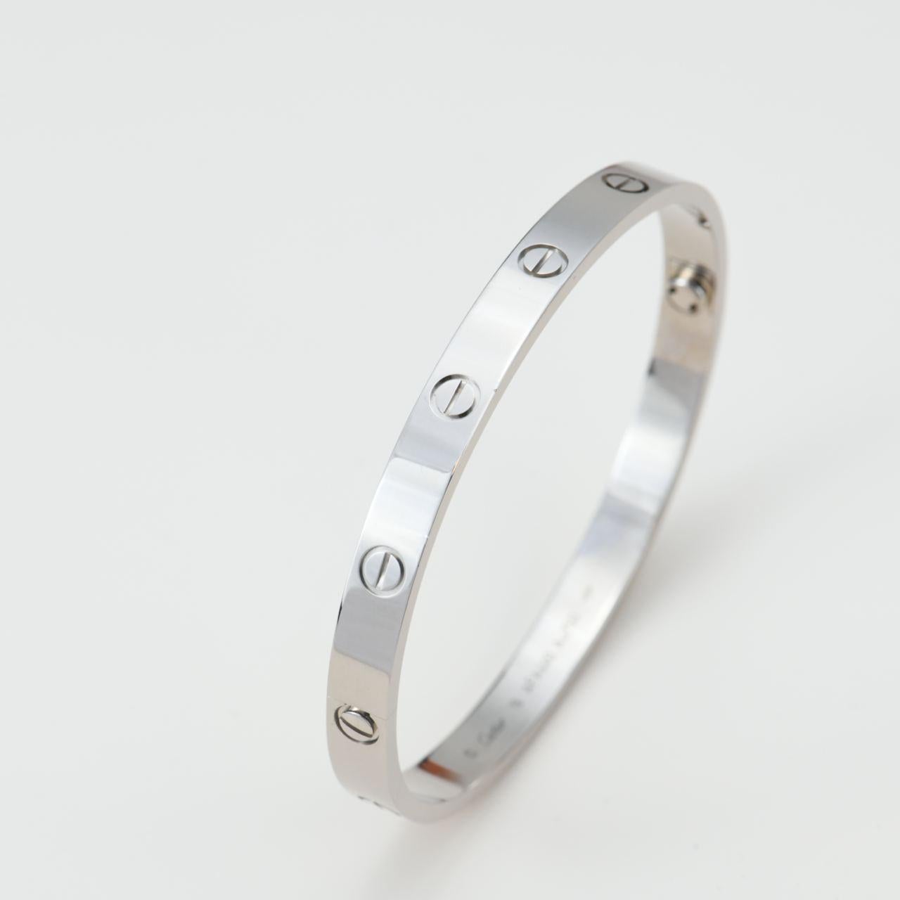 Cartier Love Bracelet 18K White Gold Size 19 In Excellent Condition In Banbury, GB