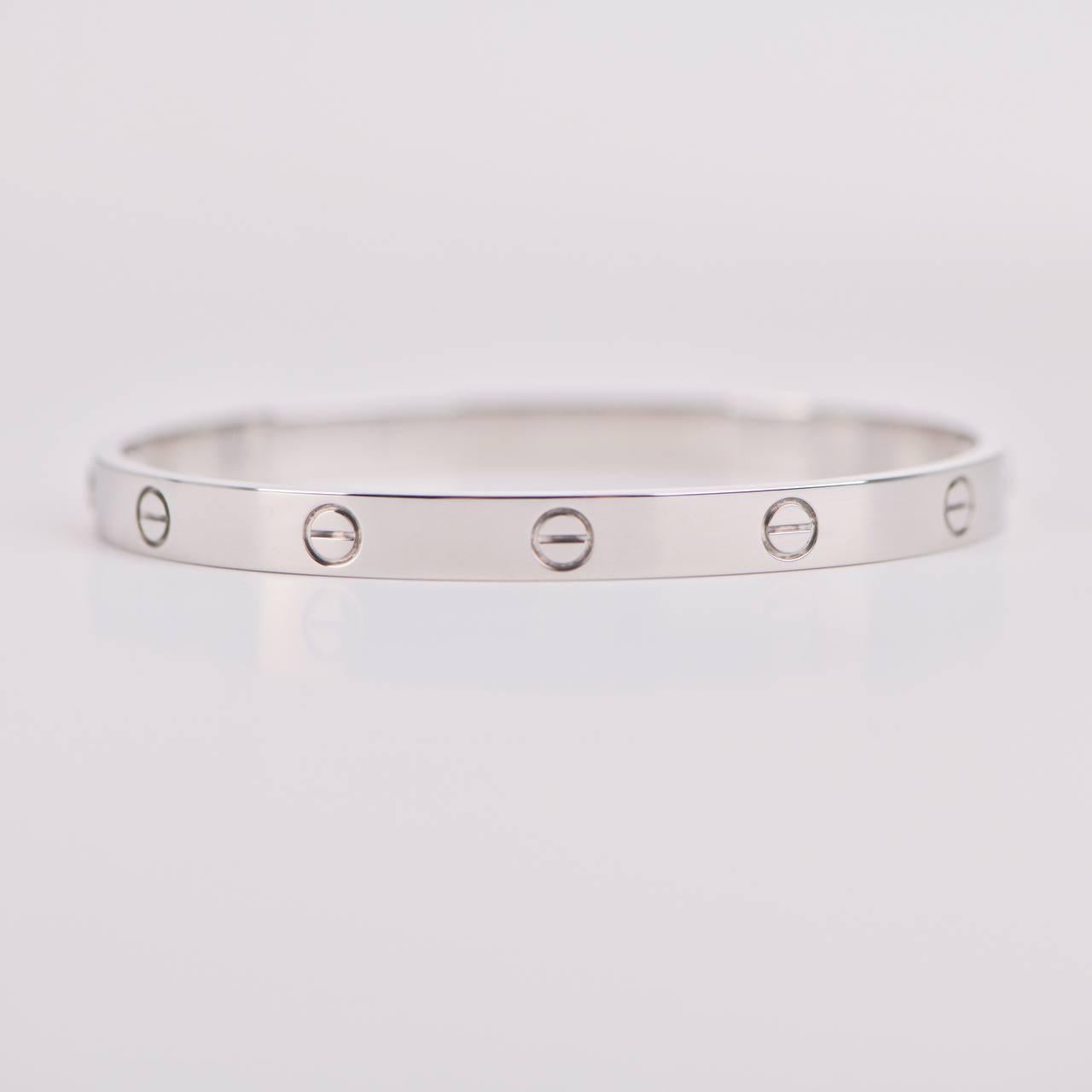 Cartier Love Bracelet 18K White Gold Size 19 In Excellent Condition In Banbury, GB