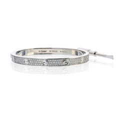 Cartier Love Bracelet 18K White Gold with Pave Diamonds – Size 19