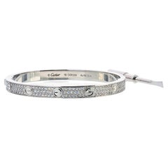 Cartier Love Bracelet 18K White Gold with Pave Diamonds – Size 19