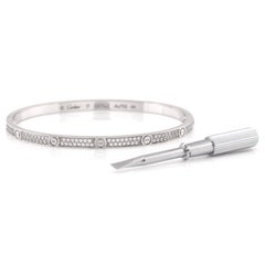 Cartier Love Bracelet 18K White Gold with Pave Diamonds Small