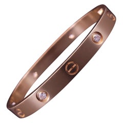 Cartier Love Bracelet, 18K Yellow Gold, 4 Diamonds, Circa 1969