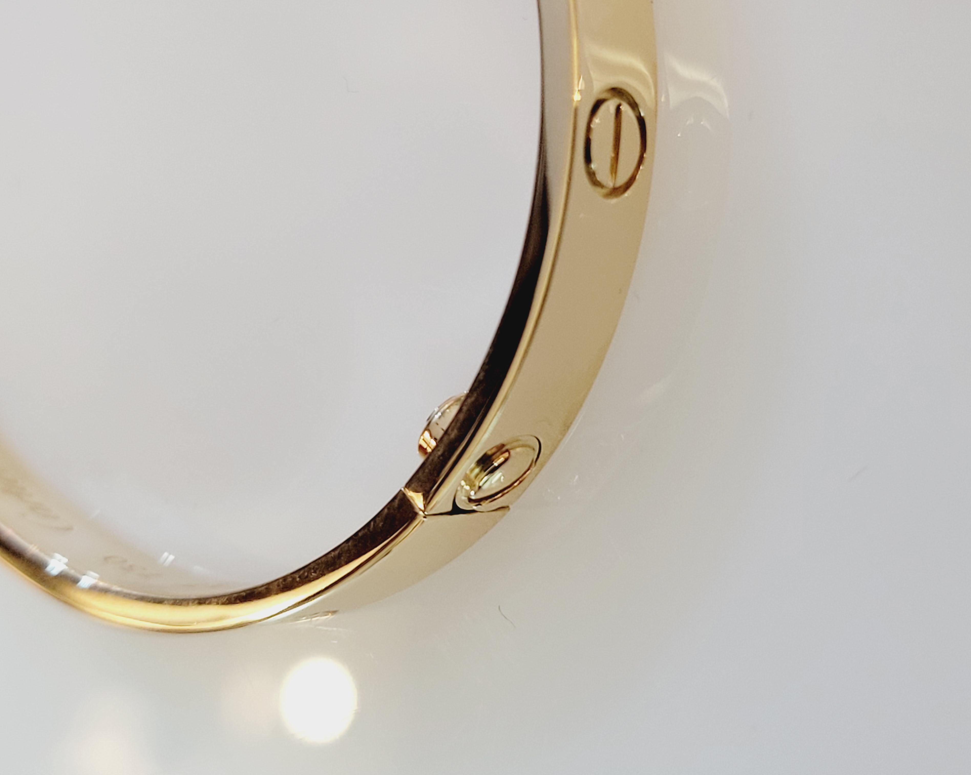 Cartier Love Bracelet 18K Yellow Gold In Excellent Condition In New York, NY
