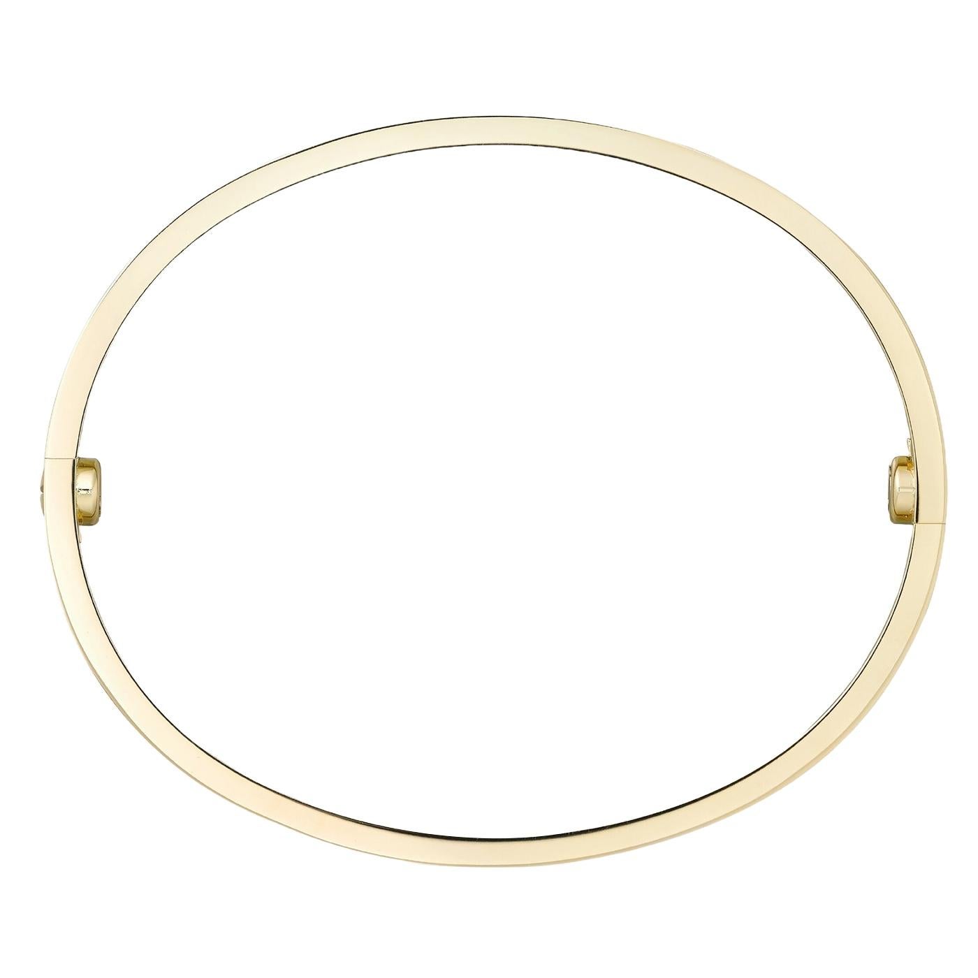 Women's Cartier Love Bracelet 18K Yellow Gold Size 15 Brushed Finish with Screwdriver For Sale