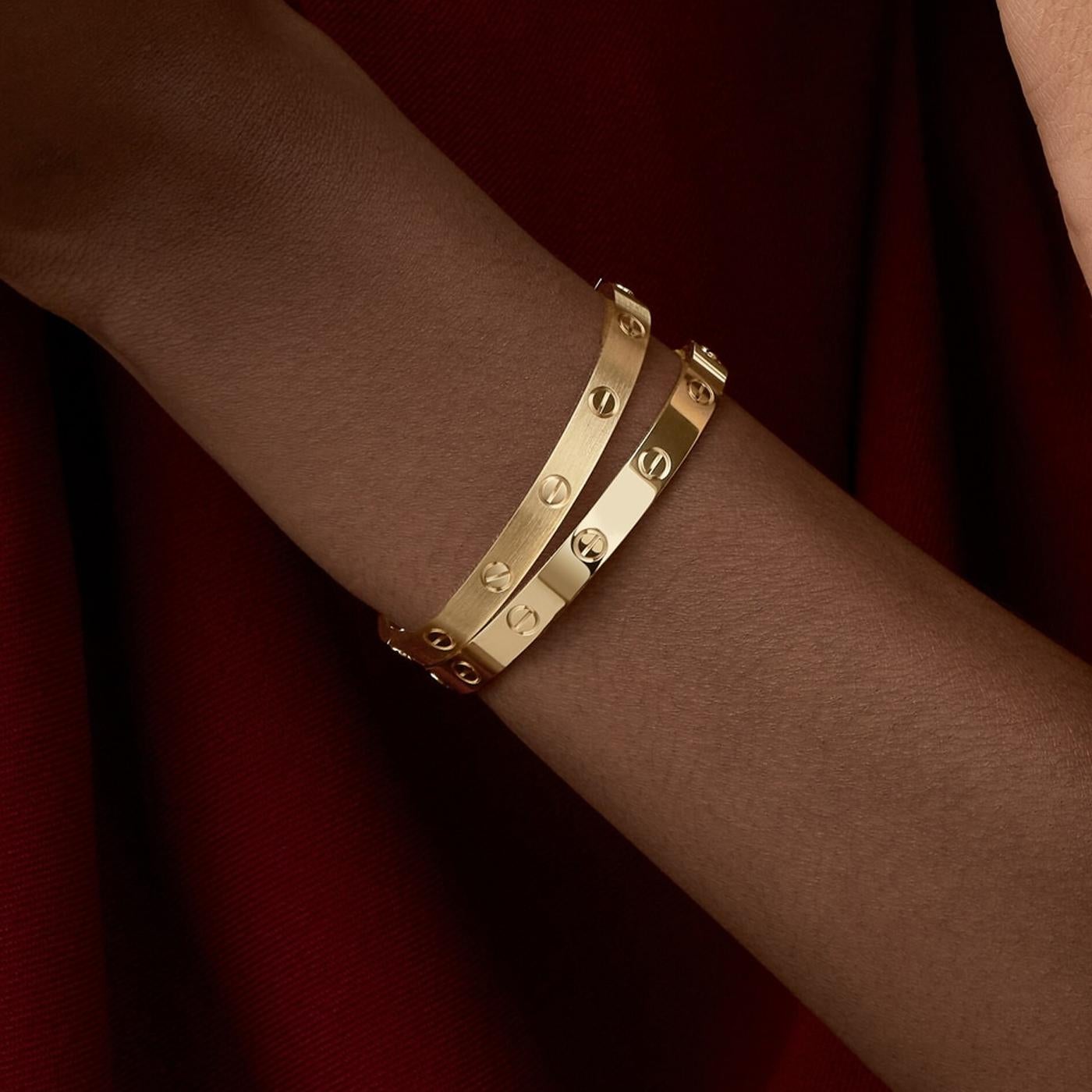 Cartier Love-Armband 18K Gelbgold Größe 15 gebürstete Oberfläche mit Schraubenzieher im Angebot 10
