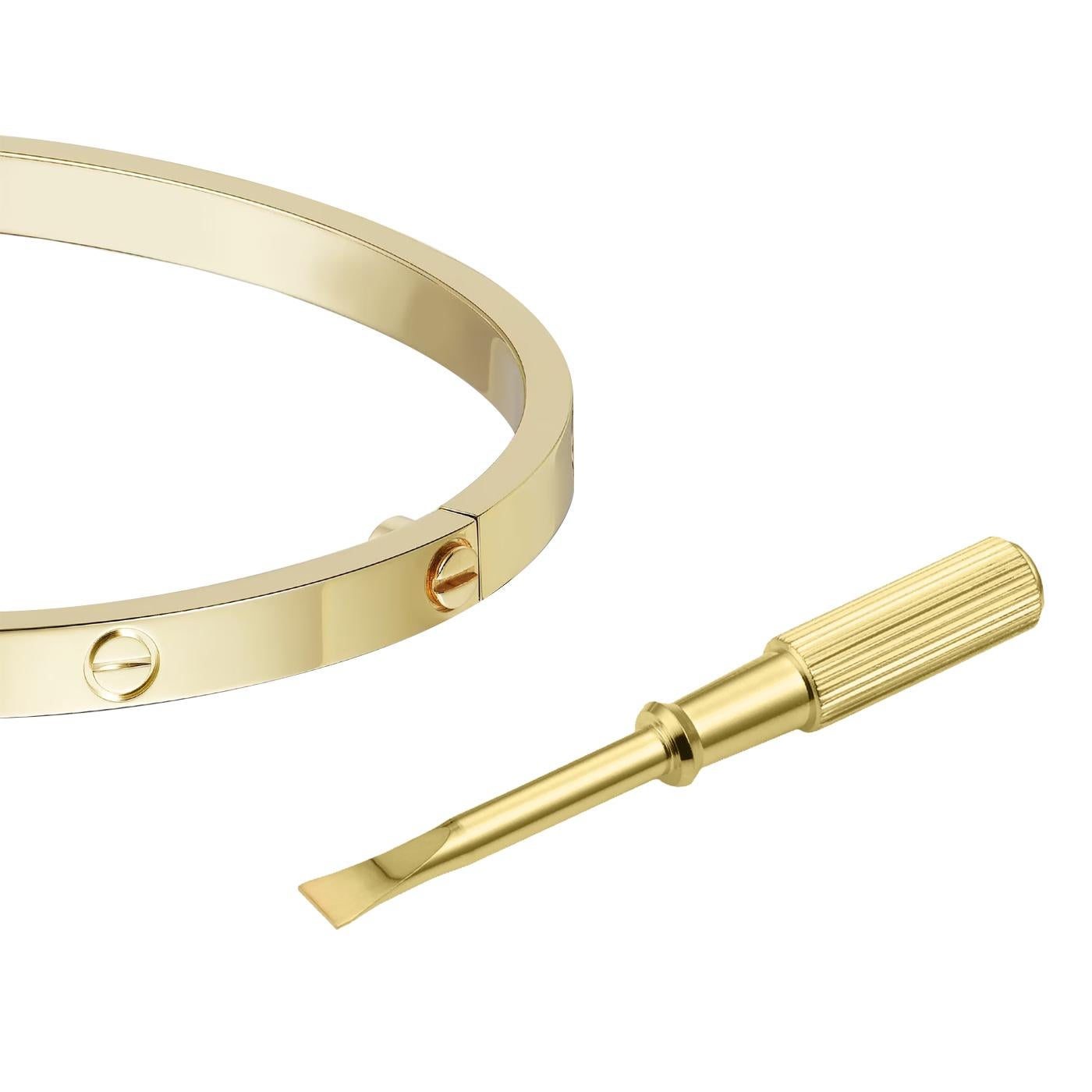 Modernist Cartier Love Bracelet 18K Yellow Gold Size 15 Small Model with a Screwdriver