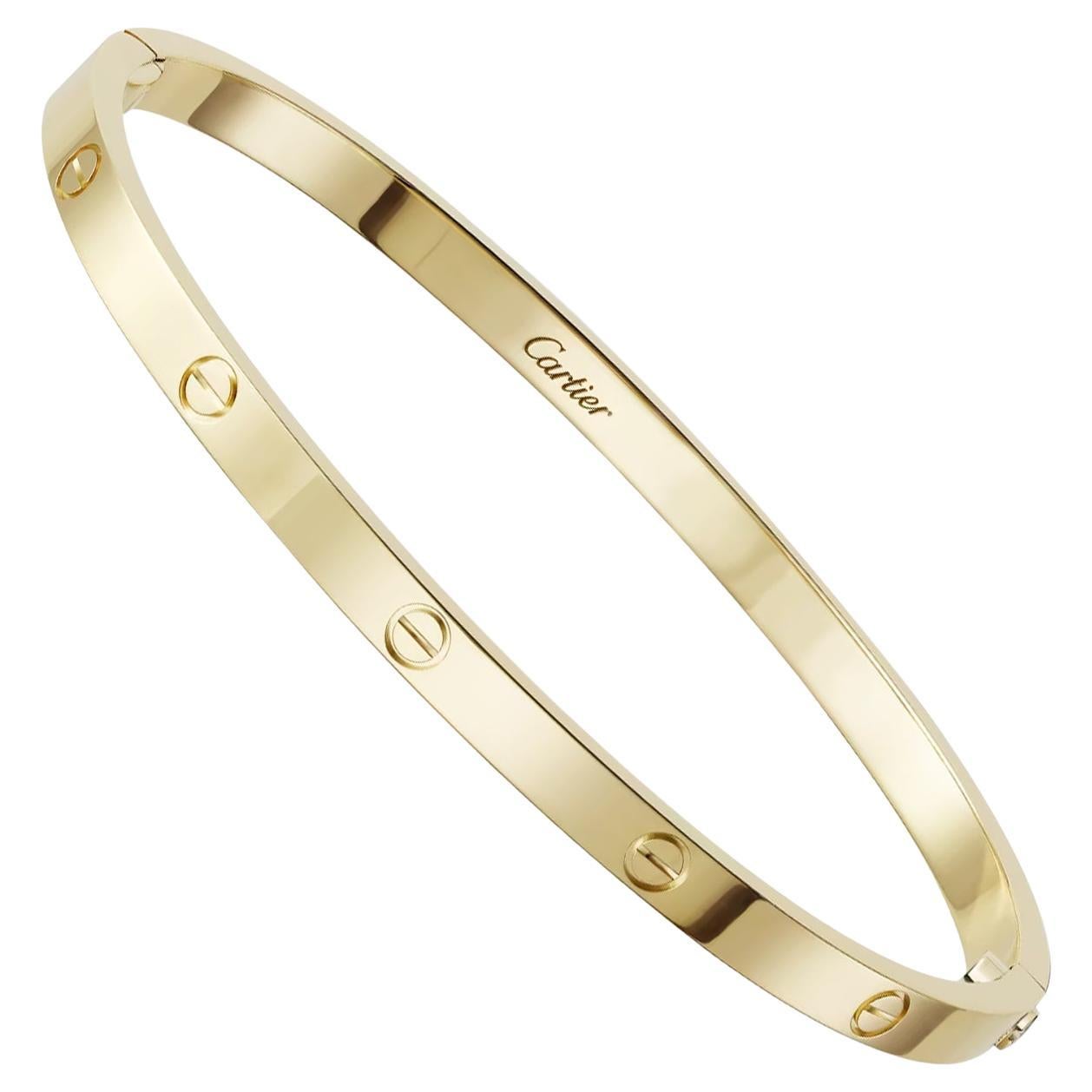 Cartier Love Bracelet 18K Yellow Gold Size 15 Small Model with a  Screwdriver For Sale at 1stDibs | cartier bracelet screwdriver, cartier  screwdriver