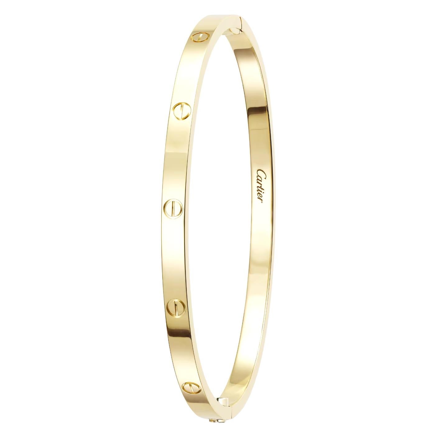 Moderniste Cartier Love Bracelet Or Jaune 18K Taille 16 Petit Modèle en vente