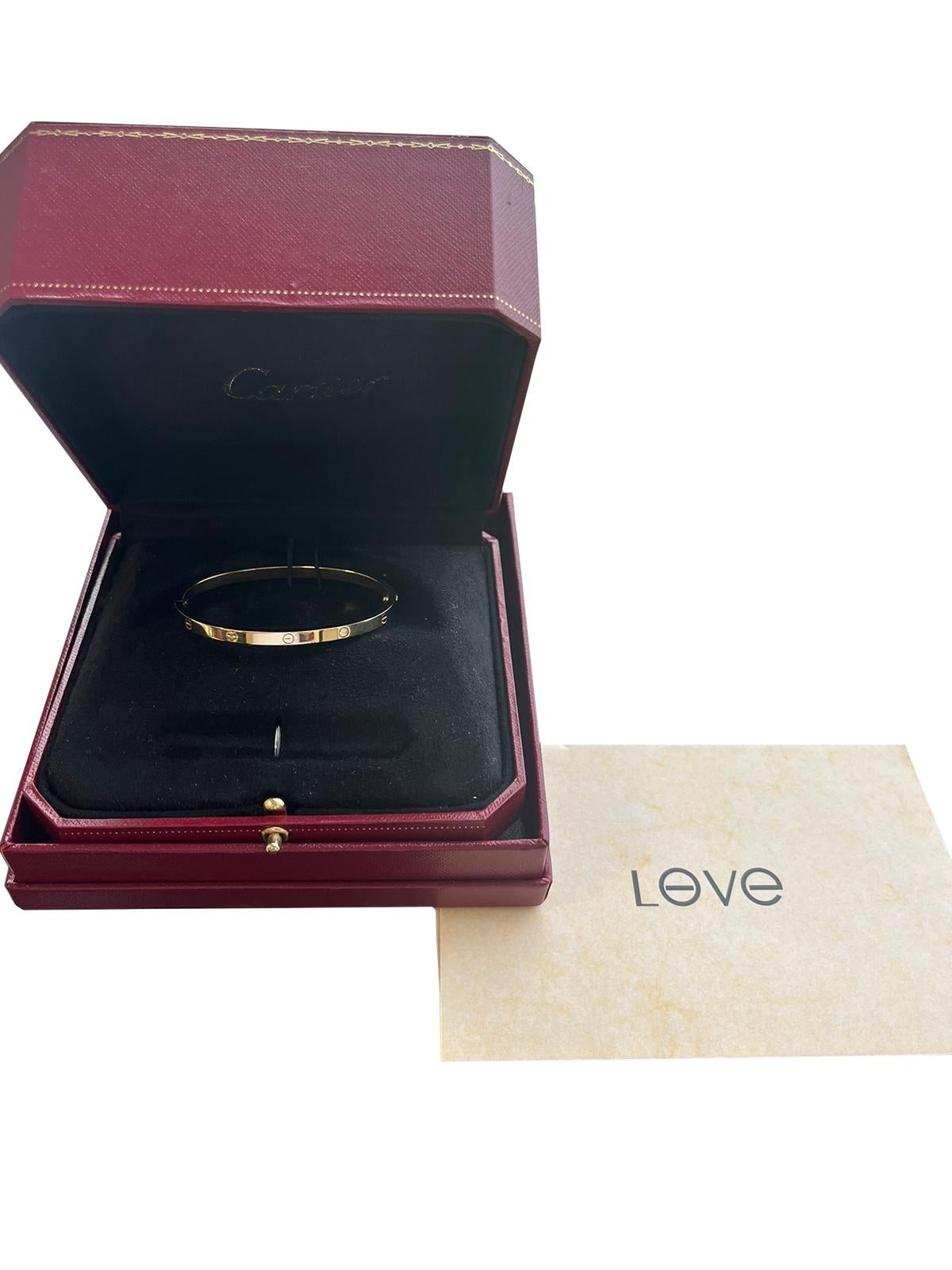 Cartier Love Bracelet Or Jaune 18K Taille 16 Petit Modèle en vente 3