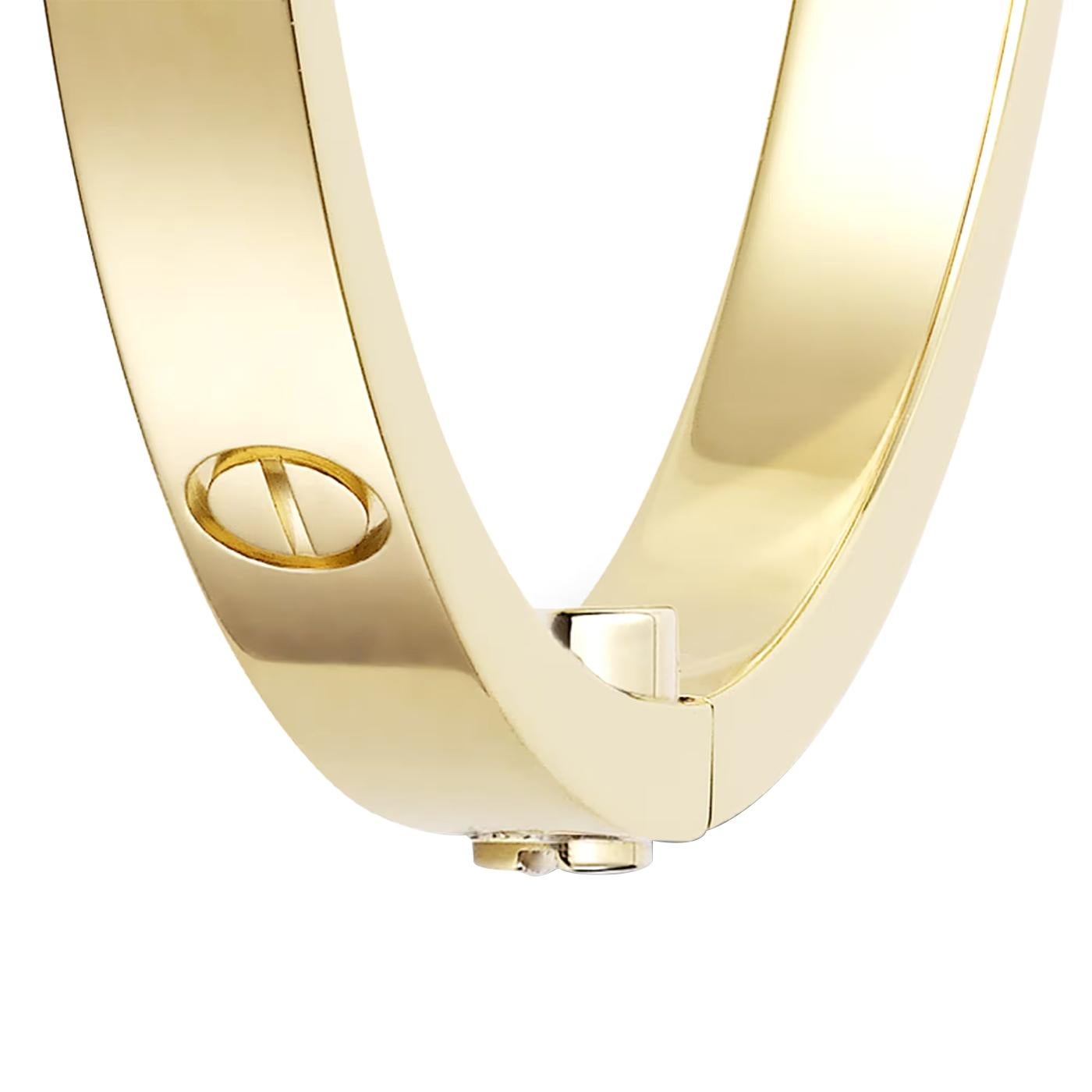 Modernist Cartier Love Bracelet 18K Yellow Gold Size 16 Small Model
