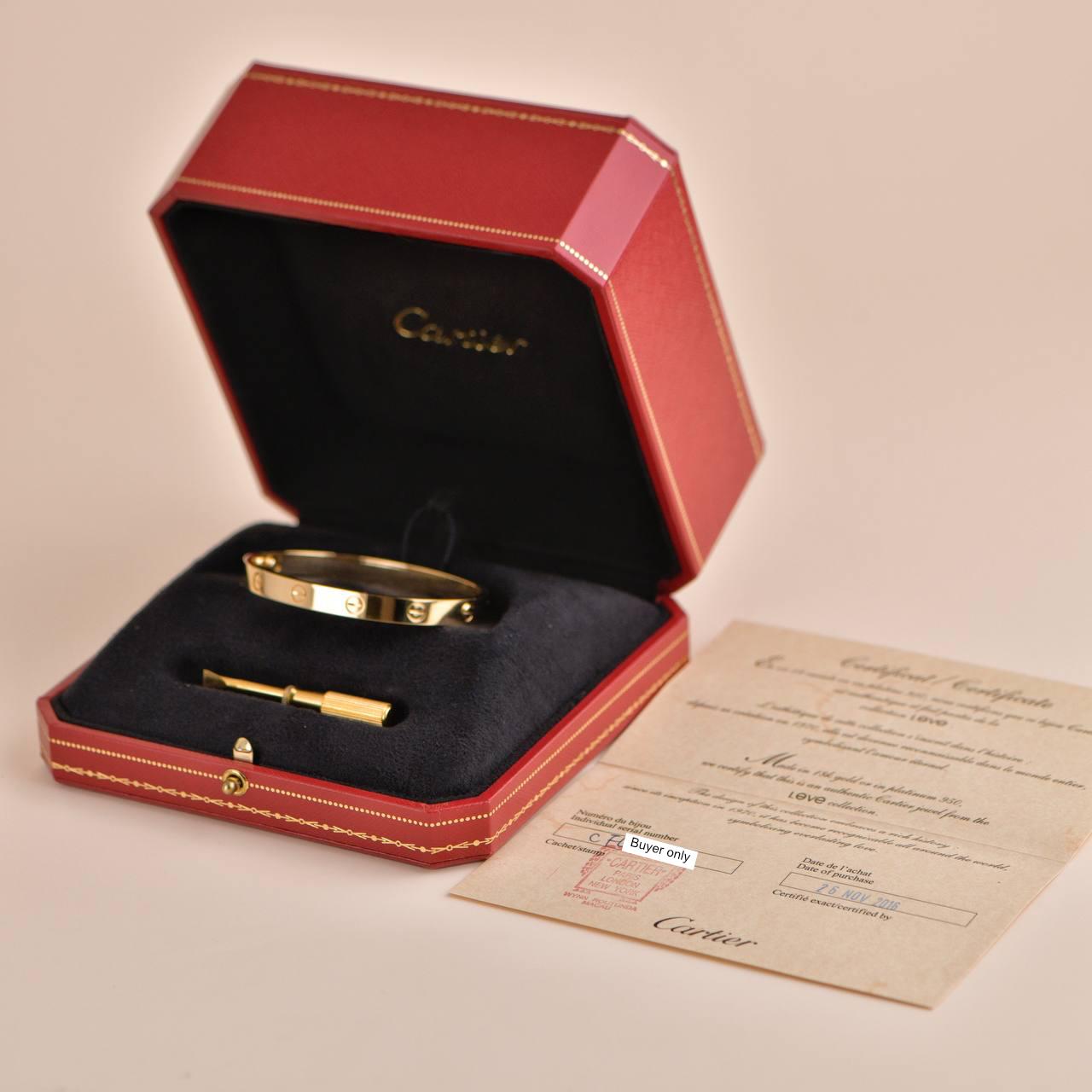 SKU 	AT-1756
Brand	Cartier
Model	B6035517
Serial No	CF****
Date	Circa 2015
_____________________________________________________________
Metal	18K Yellow Gold
Bracelet   Size 17
Weight	Approx. 31g
Retail Price 	£7,050 incl. VAT/ $7,350/ €7 950 incl.