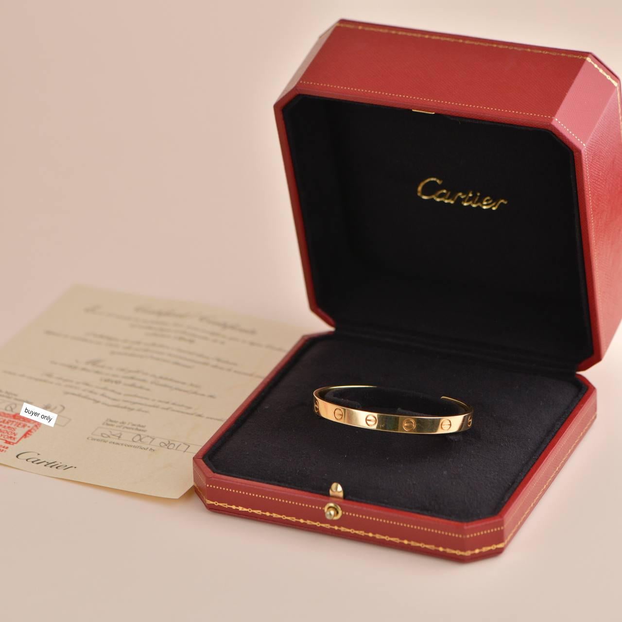 SKU 	CT-1932
Brand	Cartier
Model	B6032417
Serial No	EY****
Date	Circa 2017
_____________________________________________________________
Metal	18K Yellow Gold
Bracelet   Size 17
Retail Price 	£5,050 incl. VAT / $5,300 / €5 150incl.