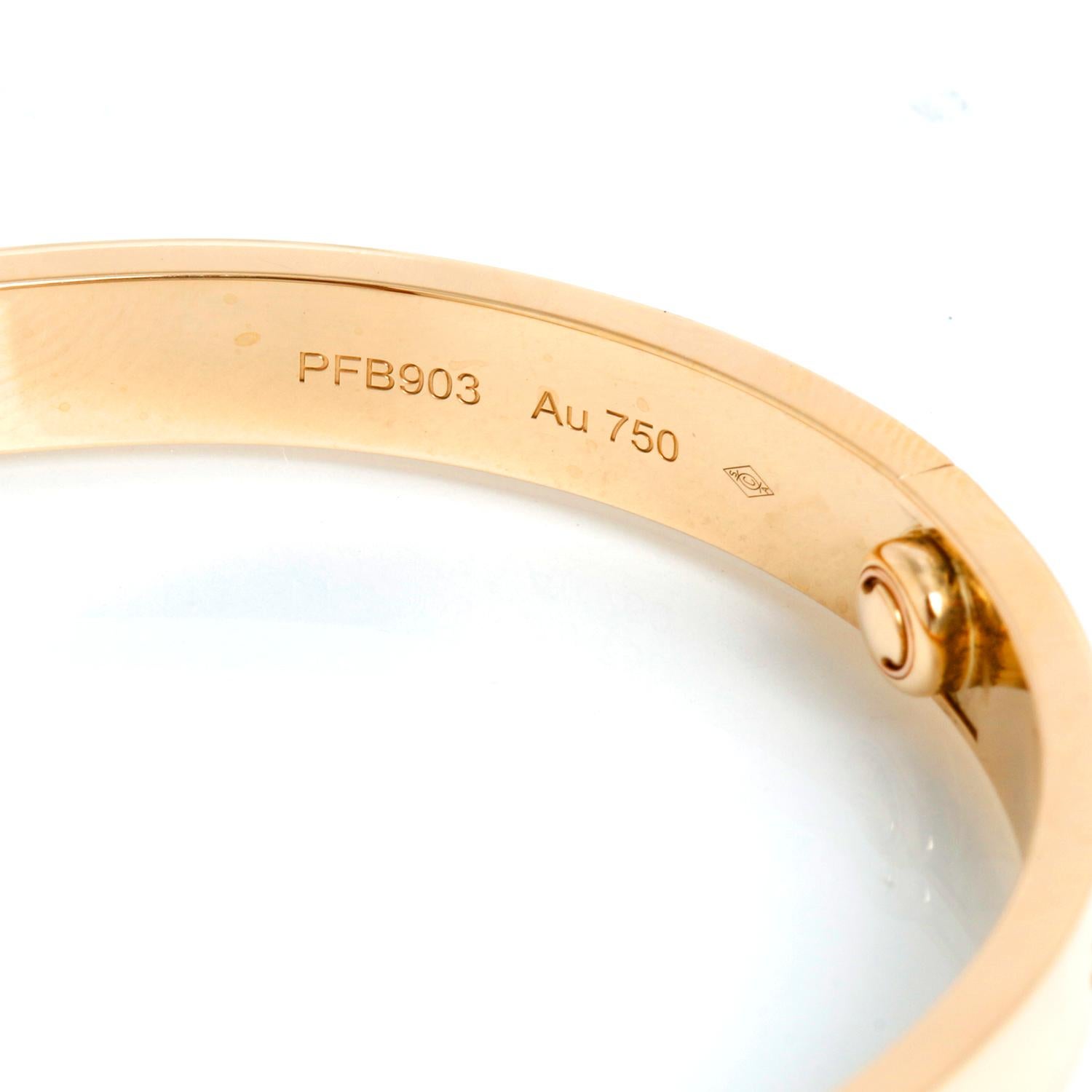 Cartier Love Bracelet 18k Yellow Gold Size 17 In Excellent Condition For Sale In Dallas, TX
