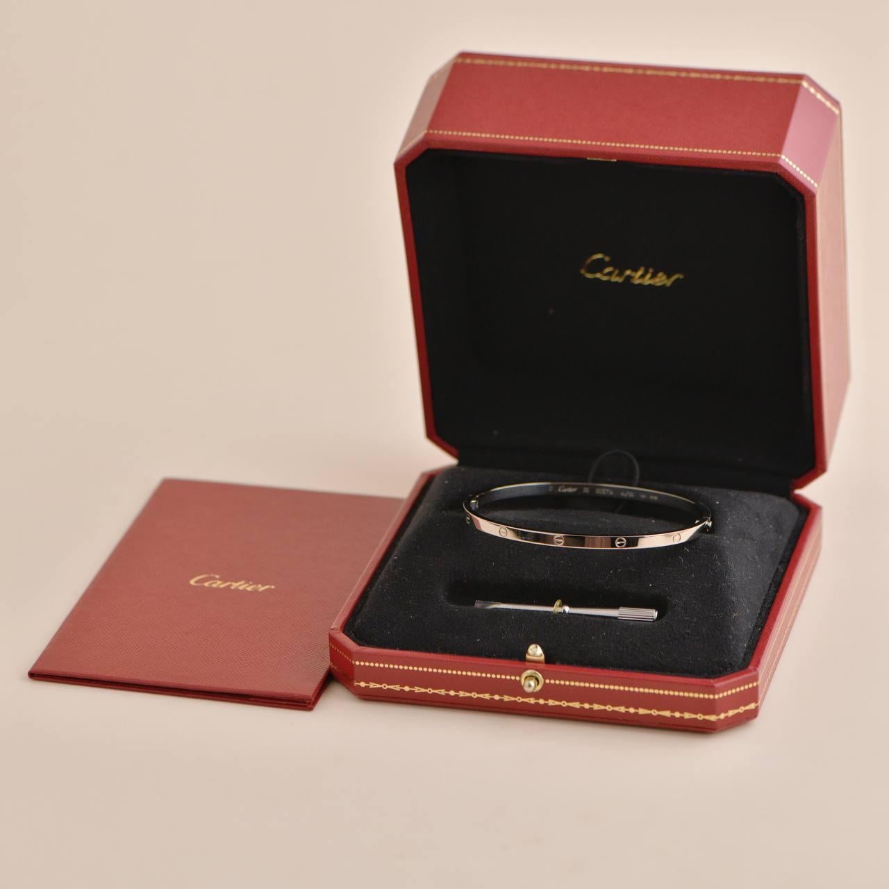 Cartier Love Bracelet 18K Yellow Gold Size 17 In Excellent Condition For Sale In Banbury, GB