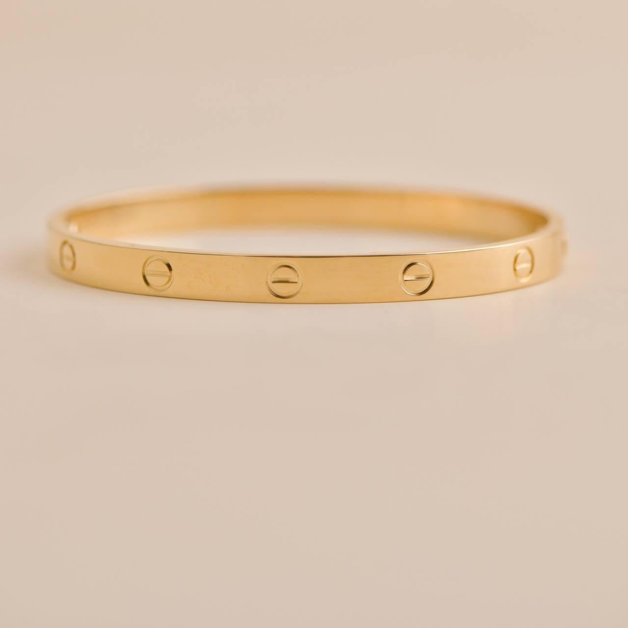Cartier Love Bracelet 18K Yellow Gold Size 17 In Excellent Condition In Banbury, GB