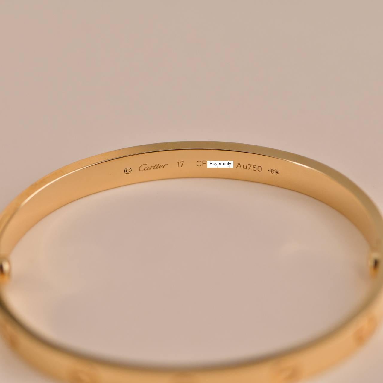 Cartier Love Bracelet 18k Yellow Gold Size 17 In Excellent Condition In Banbury, GB