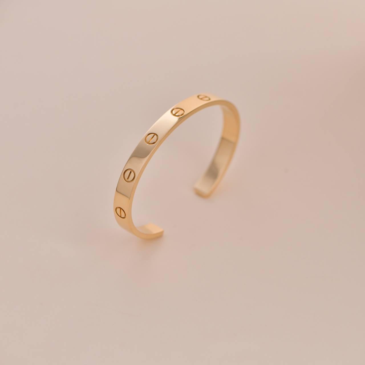 Cartier Love Bracelet 18k Yellow Gold Size 17 In Excellent Condition In Banbury, GB