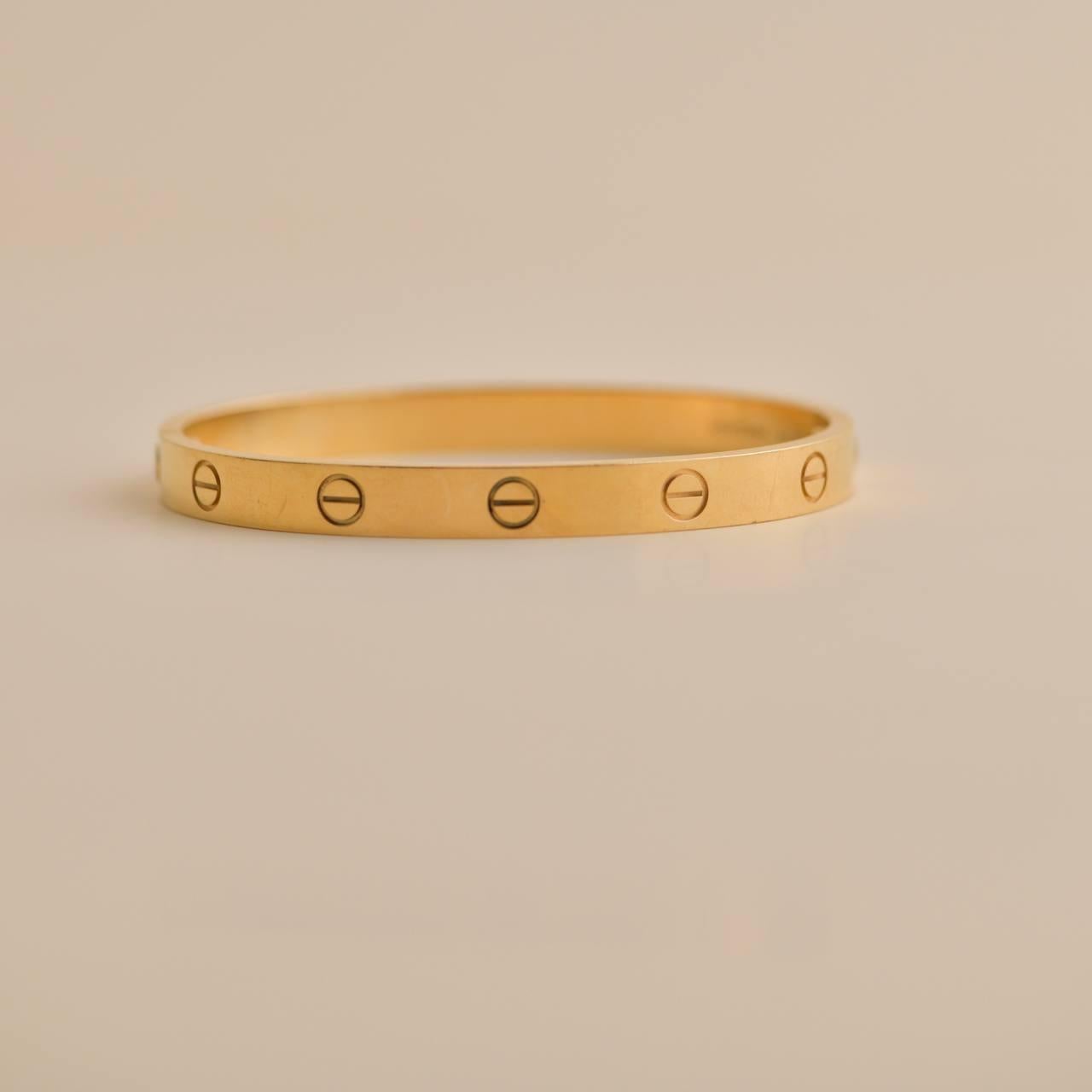 Cartier Love Bracelet 18k Yellow Gold Size 17 In Excellent Condition In Banbury, GB