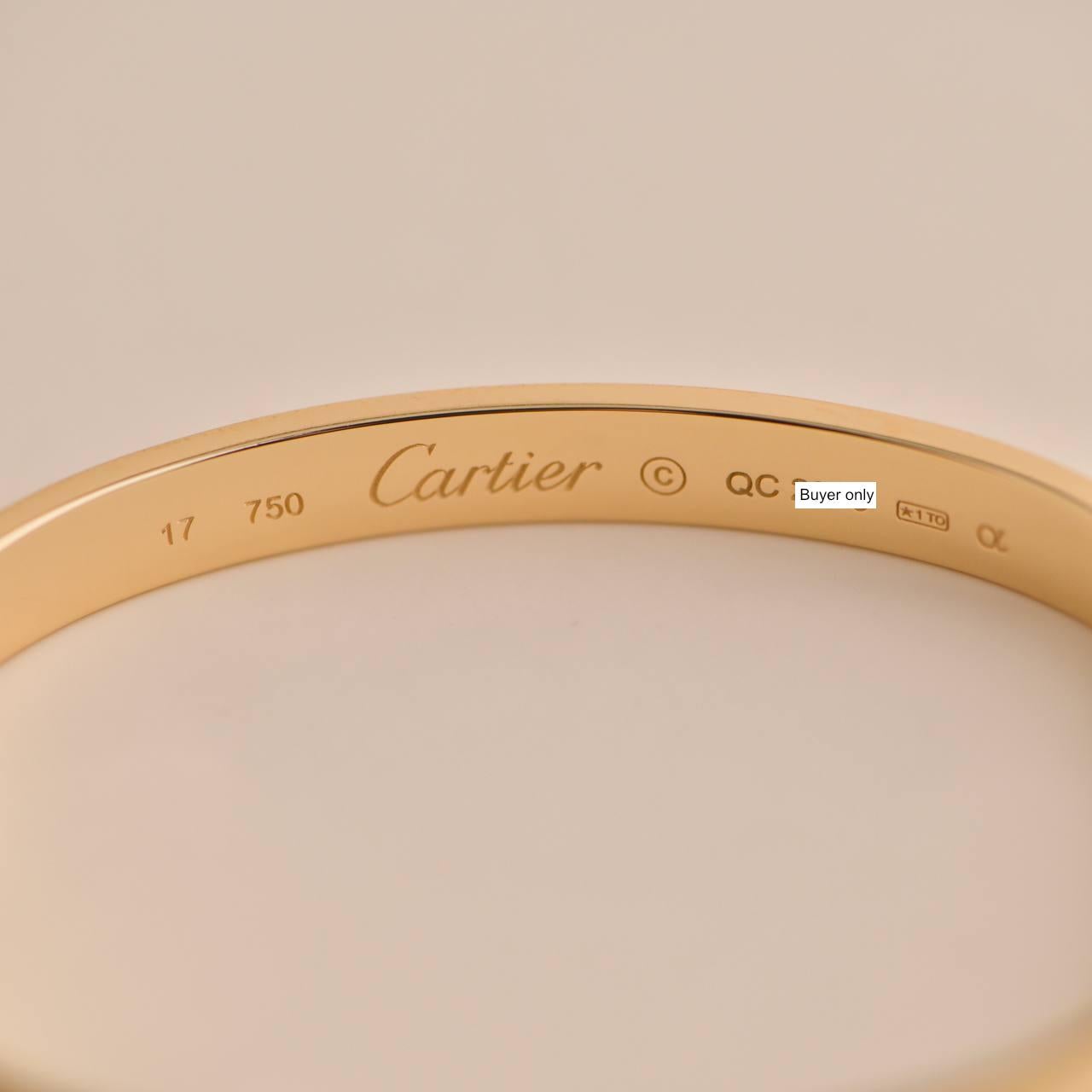 Women's or Men's Cartier Love Bracelet 18k Yellow Gold Size 17