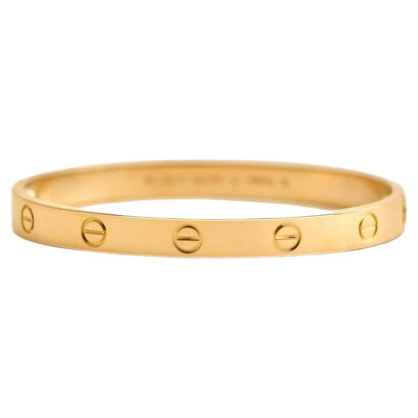 Cartier 18K Gold Love Bracelet with Screwdriver and Box at 1stDibs