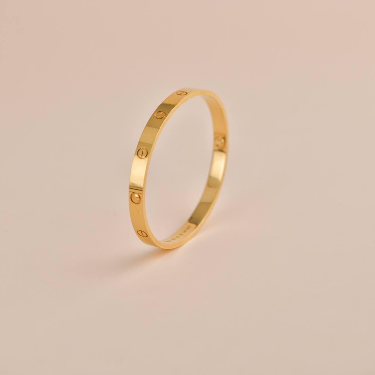 Cartier Love Bracelet 18k Yellow Gold Size 18 In Excellent Condition In Banbury, GB