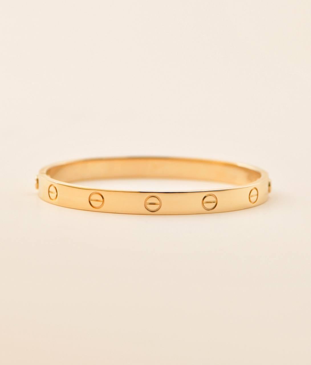 Cartier Love Bracelet 18k Yellow Gold Size 18 In Excellent Condition In Banbury, GB