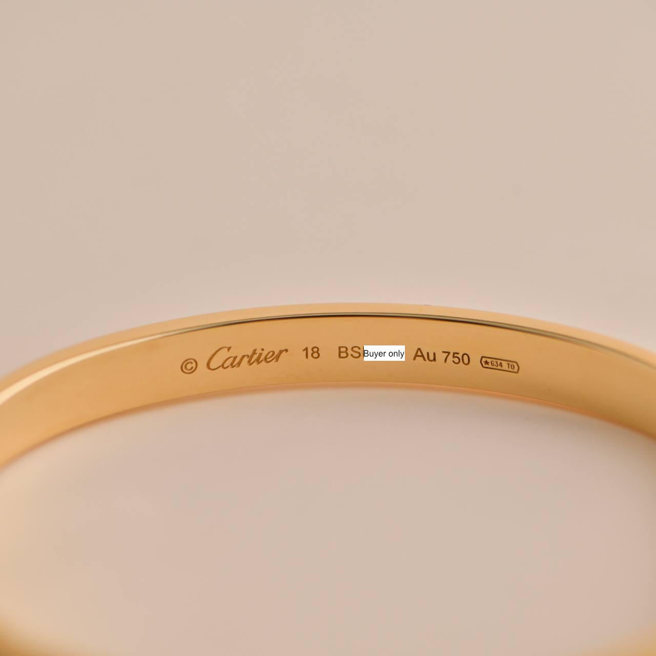 Cartier Love Bracelet 18K Yellow Gold Size 18 In Excellent Condition In Banbury, GB