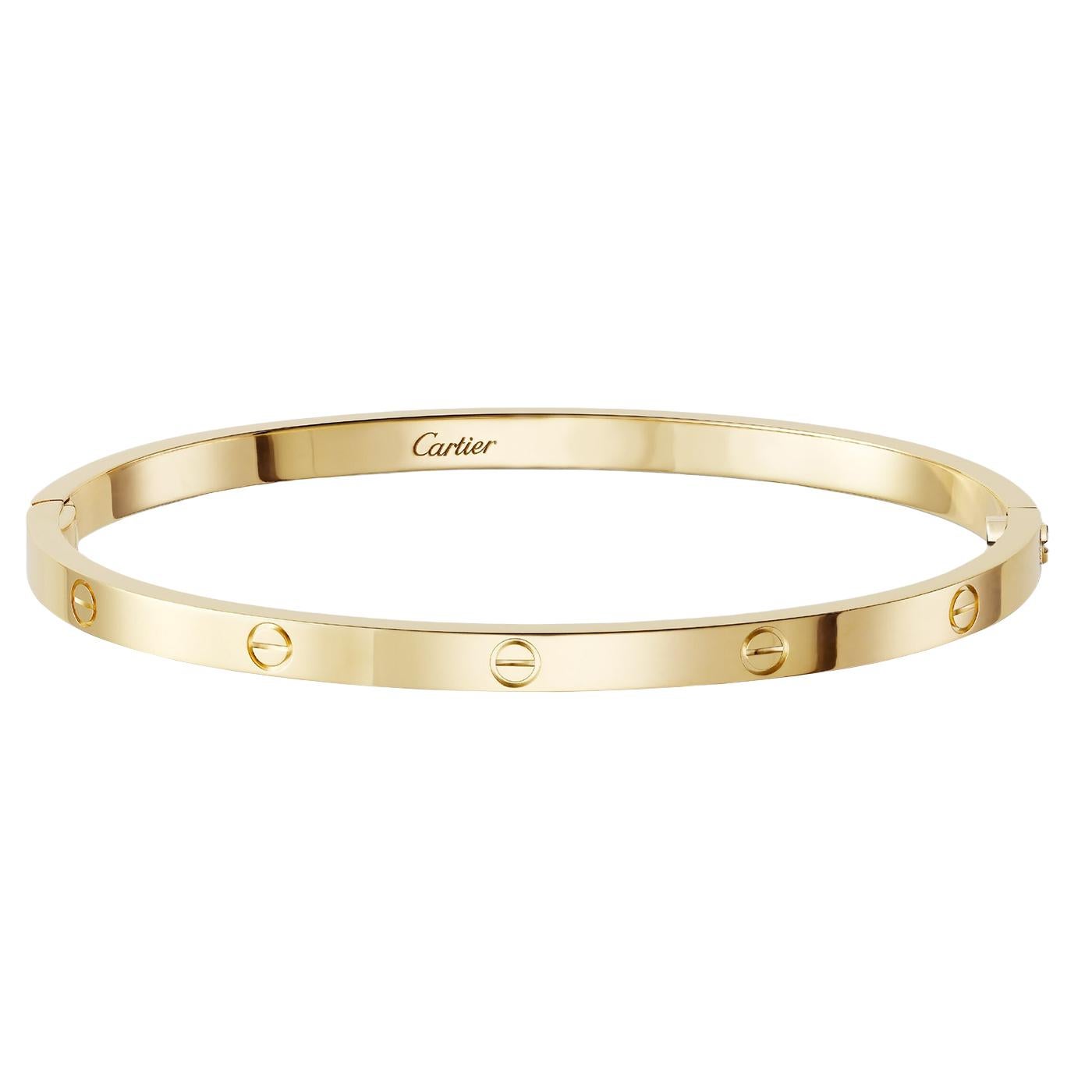 LOVE bracelet, Small model, 18K yellow gold (750/1000). Sold with a screwdriver. Width: 3.65 mm (for size 18). The iconic LOVE bracelet has been a symbol of free-spirited LOVE since 1969. Its screw motif and famous locking technology are truly