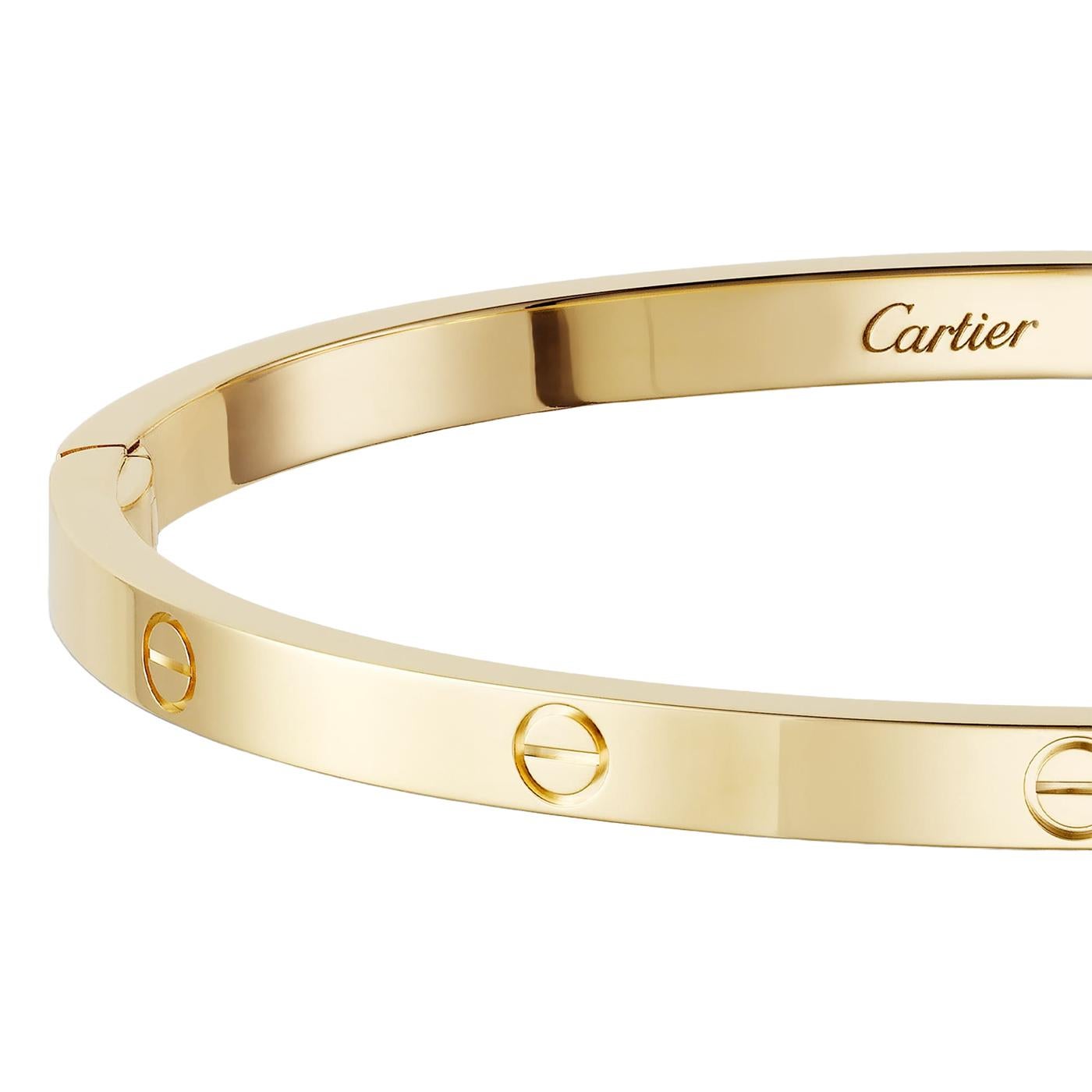 Modernist Cartier Love Bracelet 18K Yellow Gold Size 18 Small Model
