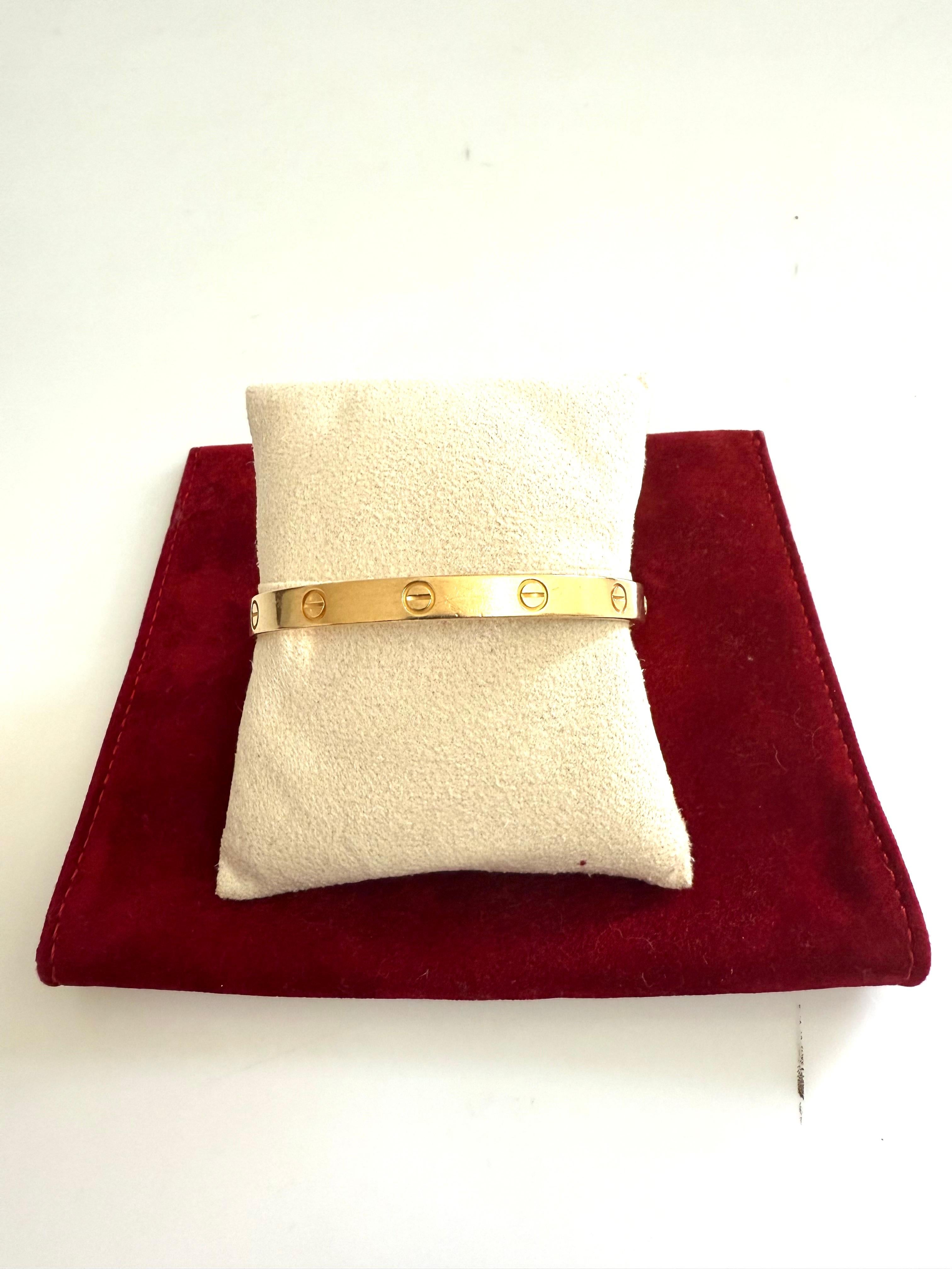 Bracelet Love en or jaune 18K de Cartier Taille 18 avec boîte et certificat, 2016 en vente 1