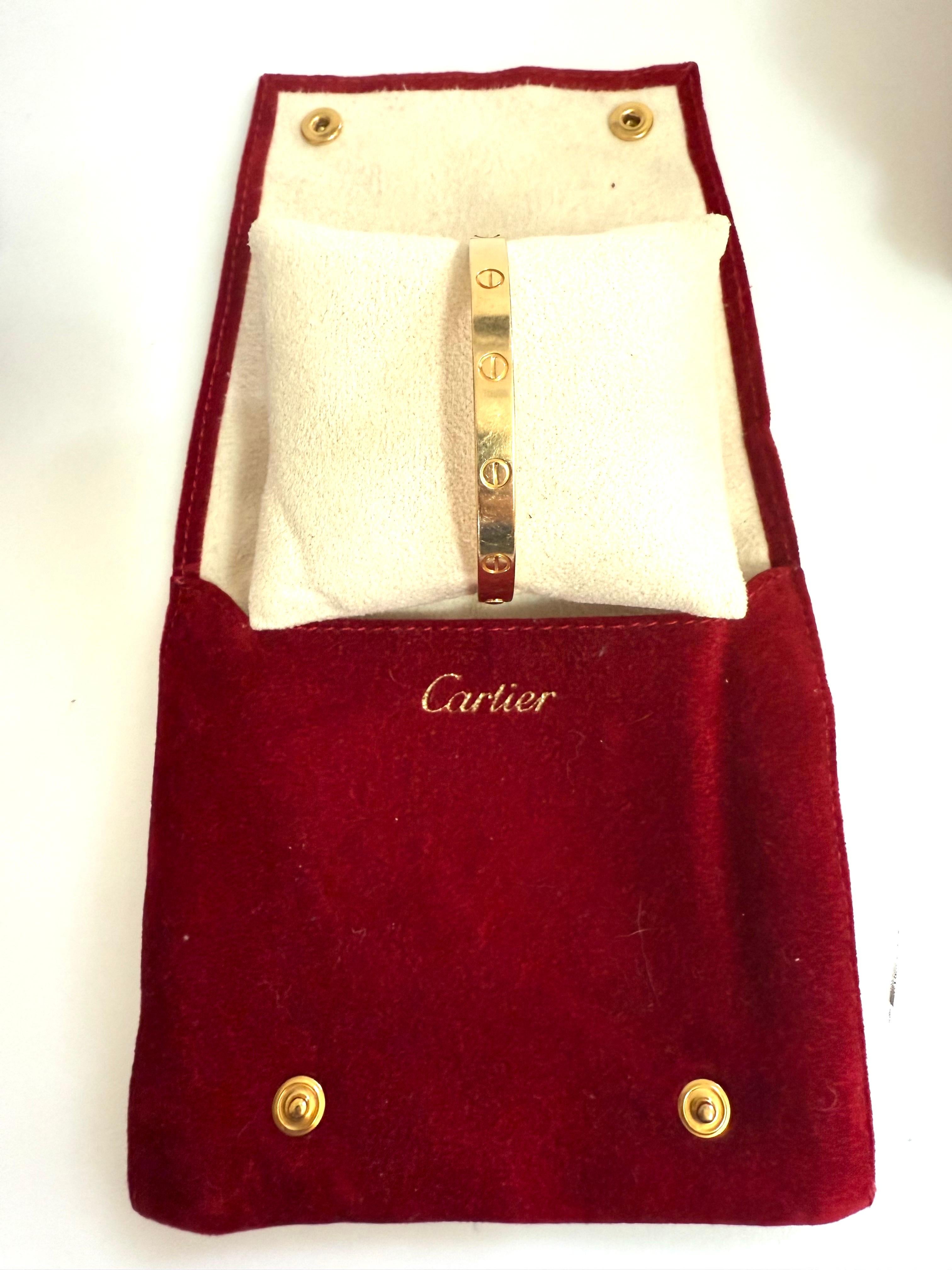 Bracelet Love en or jaune 18K de Cartier Taille 18 avec boîte et certificat, 2016 en vente 2