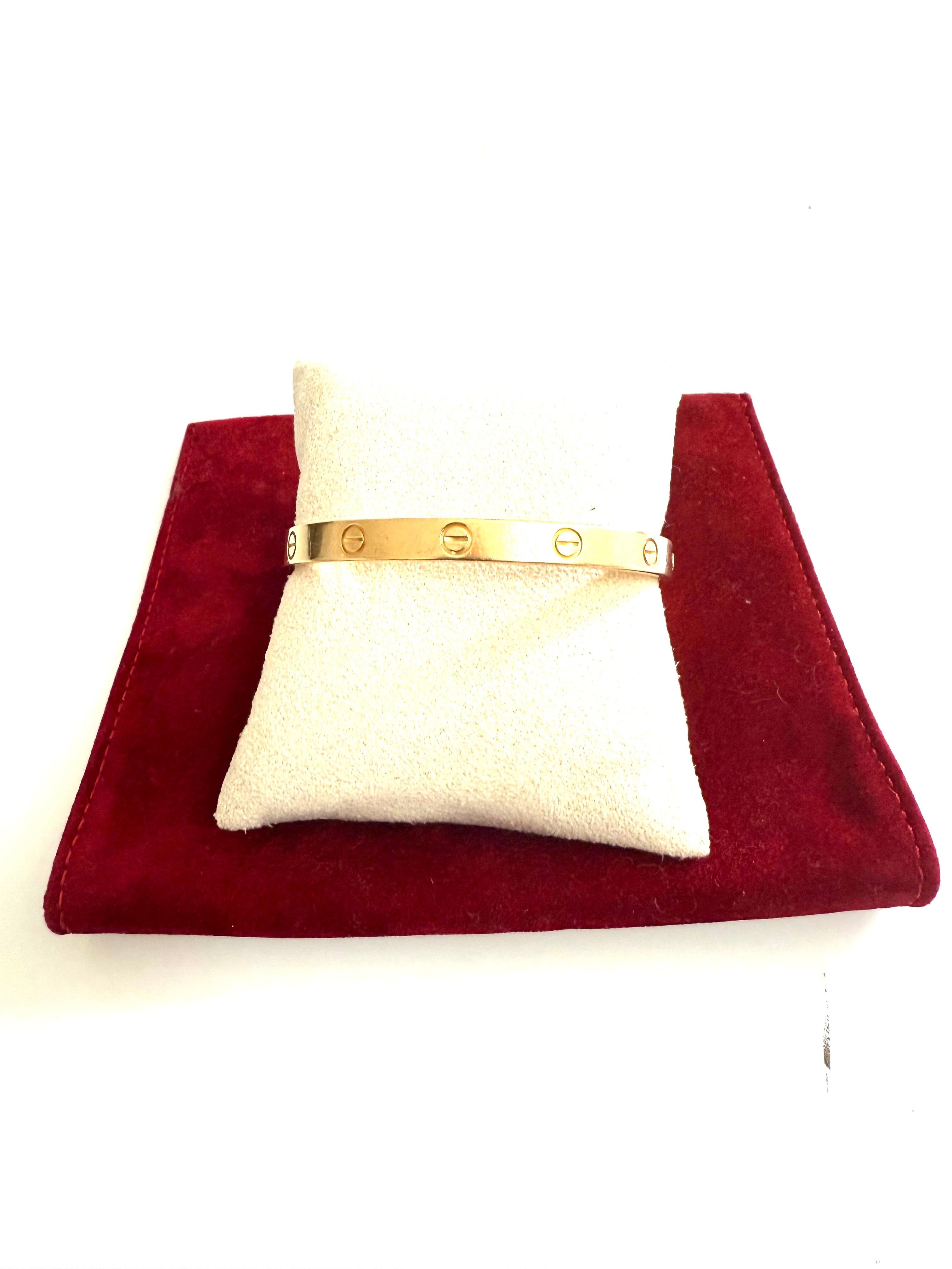 Bracelet Love en or jaune 18K de Cartier Taille 18 avec boîte et certificat, 2016 en vente 3