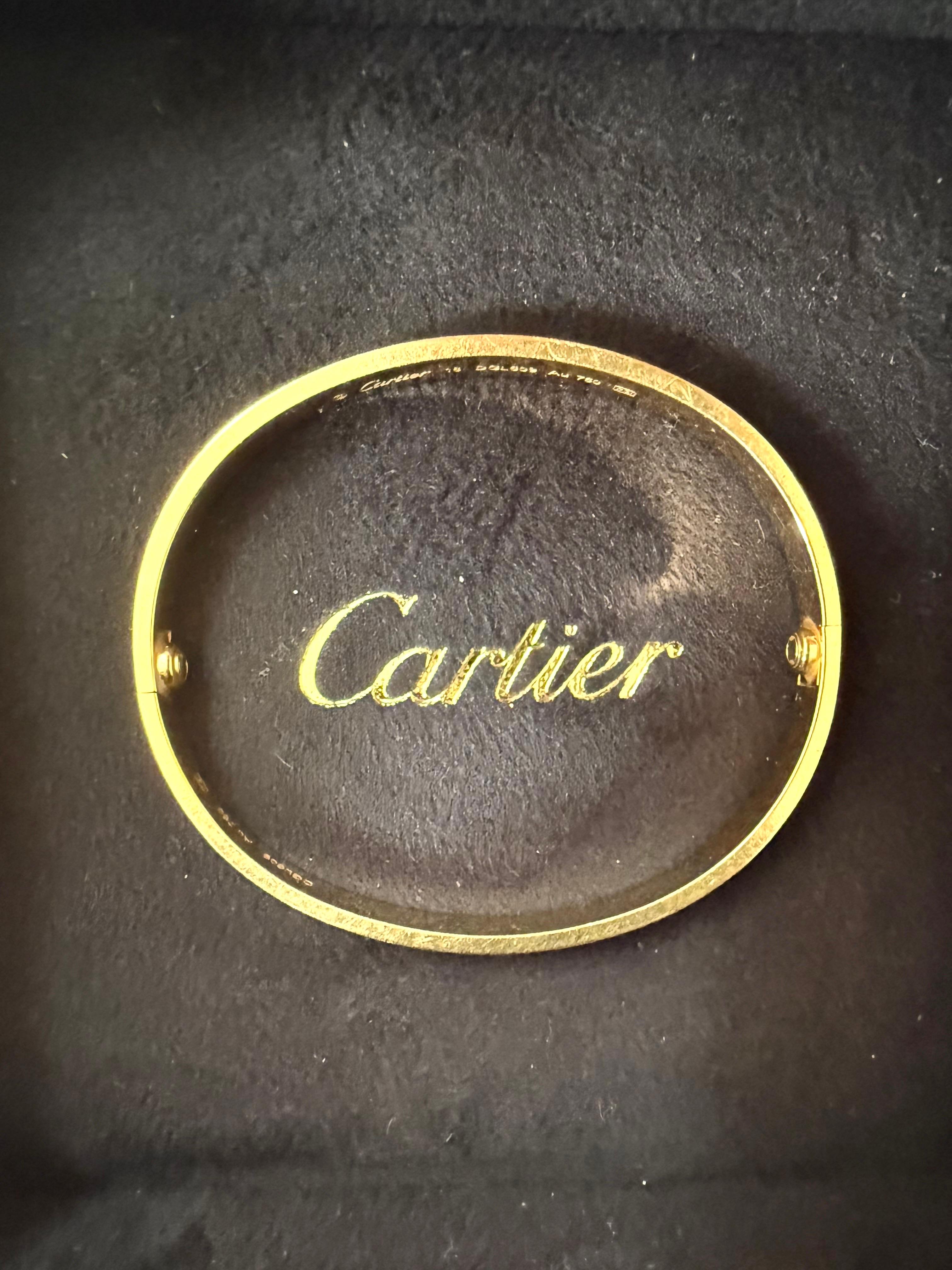 Bracelet Love en or jaune 18K de Cartier Taille 18 avec boîte et certificat, 2016 en vente 5