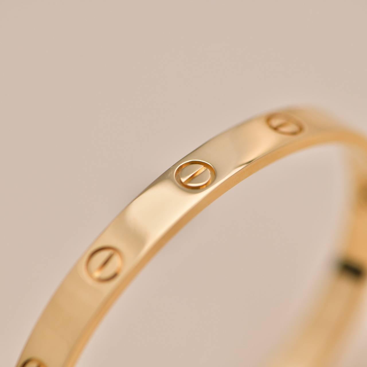 Cartier Love Bracelet 18k Yellow Gold Size 19 In Excellent Condition In Banbury, GB