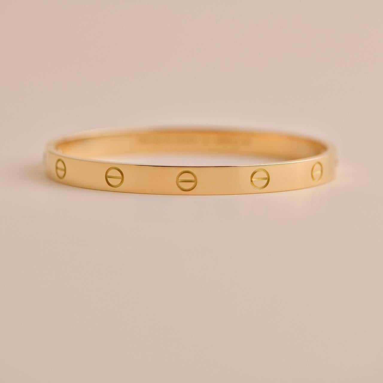 Cartier Love Bracelet 18k Yellow Gold Size 19 In Excellent Condition In Banbury, GB