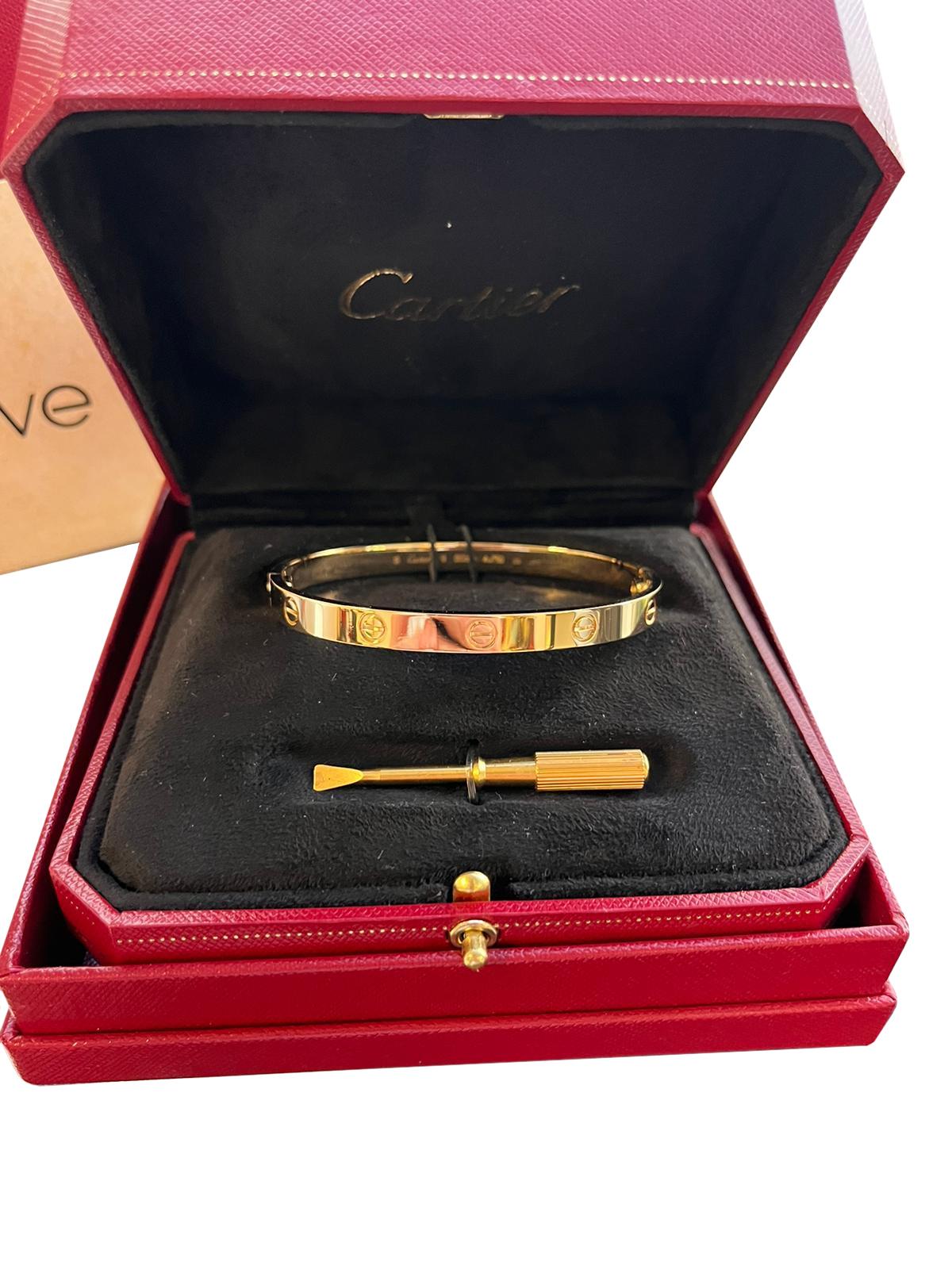 Cartier Love Bracelet 18K Yellow Gold Size 19 With Screwdriver Bangle 5