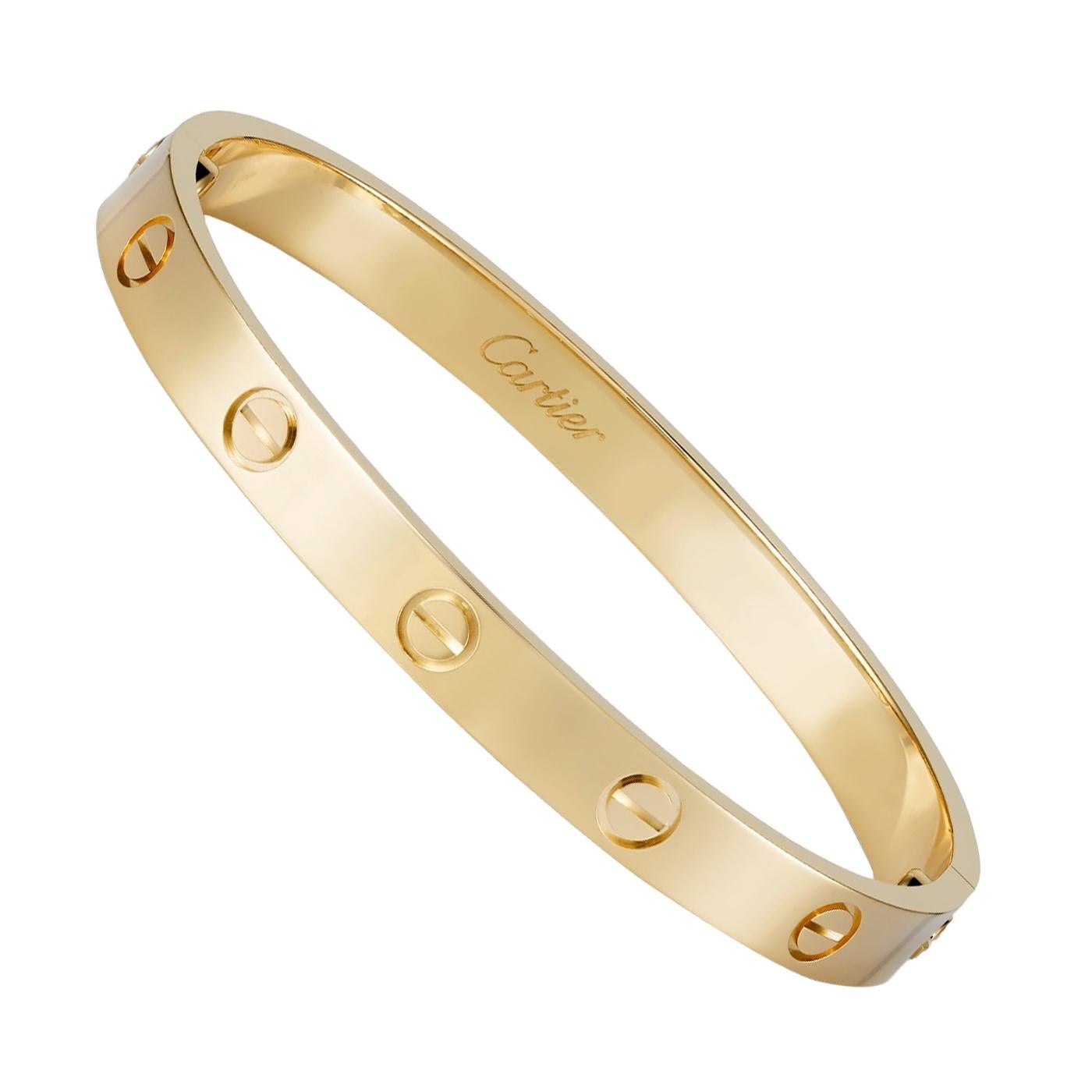 Bracelet Cartier Love en or jaune 18K Taille 19 avec tournevis Bangle en vente