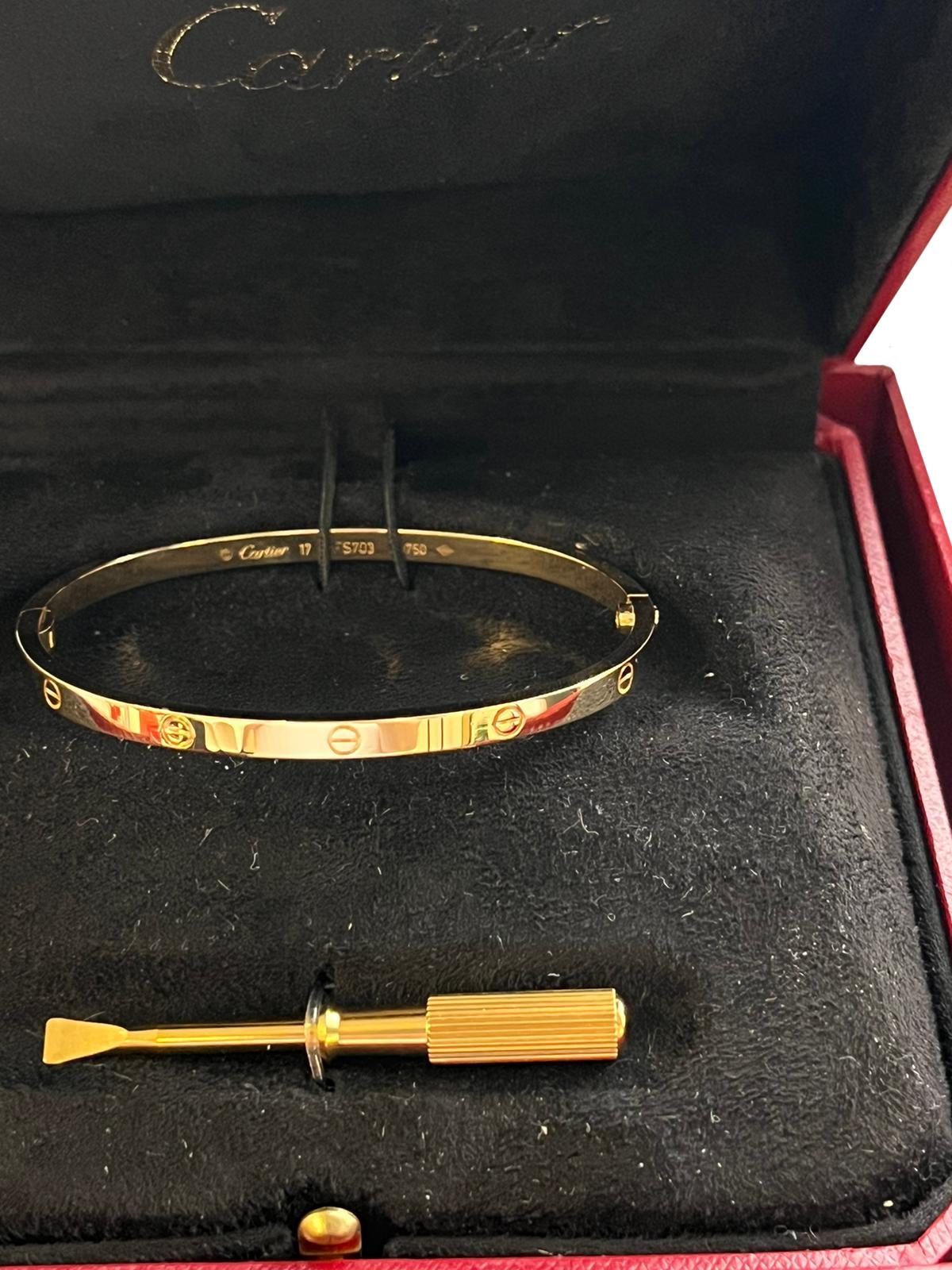 Cartier Love Bracelet 18K Yellow Gold Small Model Size 17 2