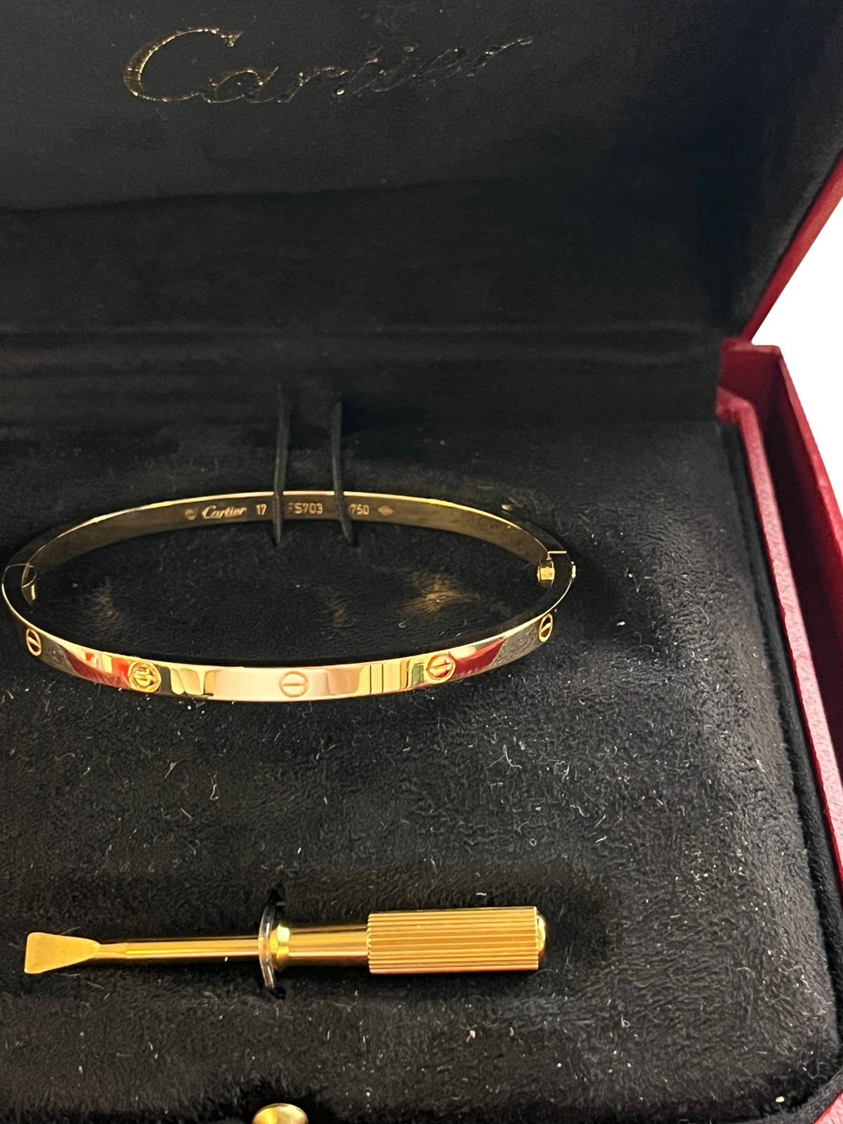 Cartier Love Bracelet 18K Yellow Gold Small Model Size 17 3