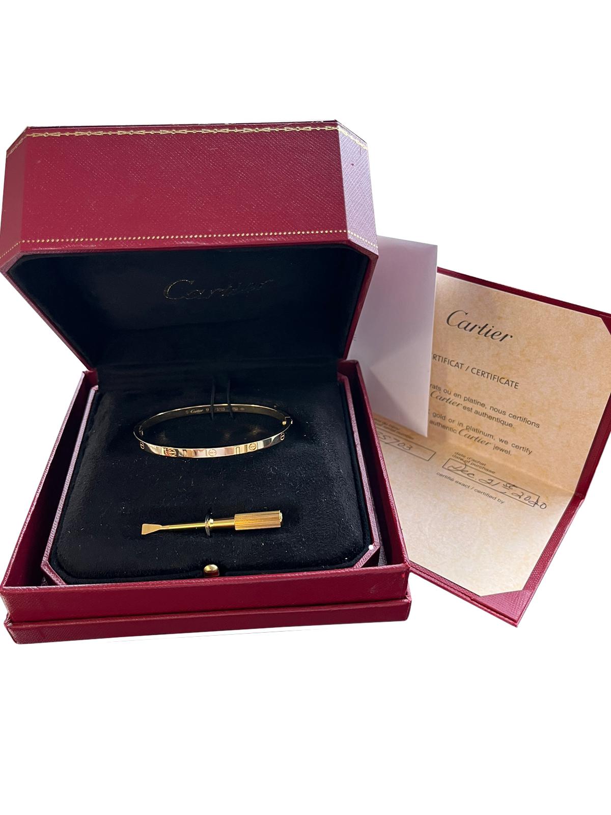 Cartier Love Bracelet 18K Yellow Gold Small Model Size 17 1
