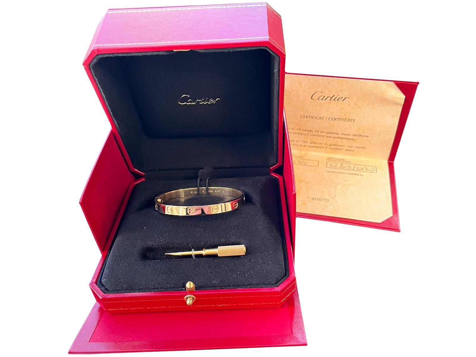 Cartier Love Bracelet 18K Yellow Gold with Screwdriver For Sale 2
