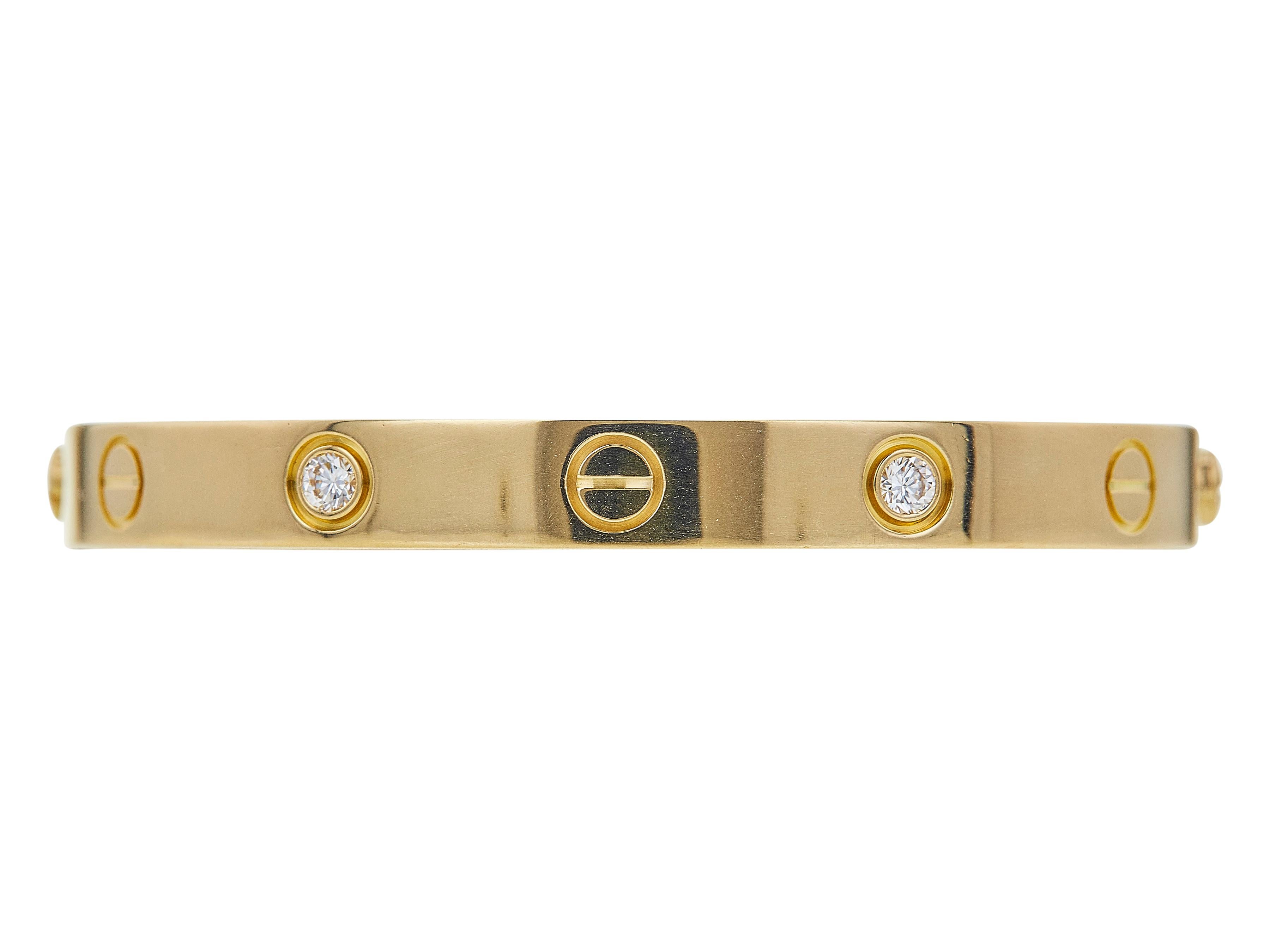 da uomo o donna Cartier Bracciale dell'Amore 18K YG Classico Modello 4 Diamante Misura 16