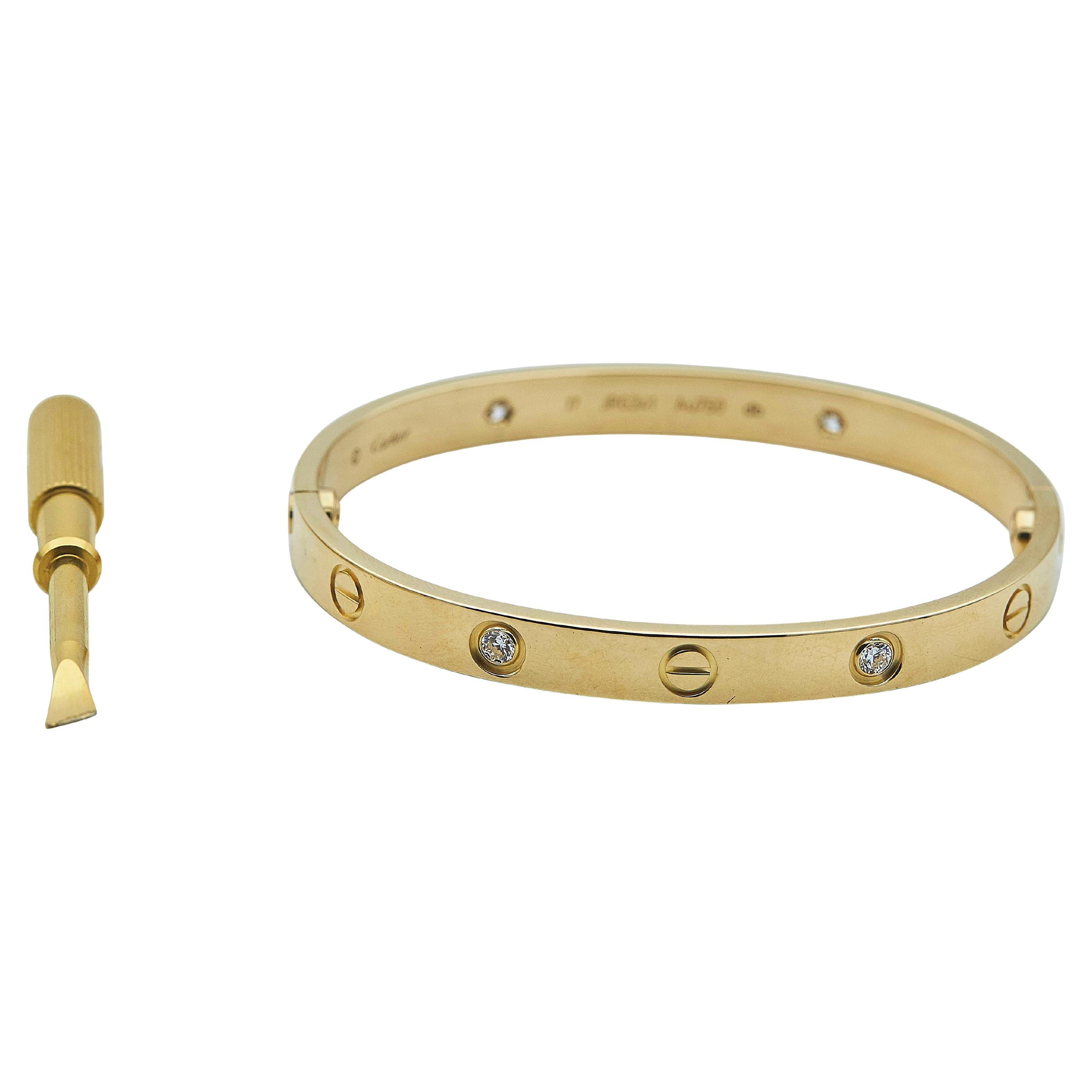 Cartier Love Armband 18K YG Classic Modell 4 Diamant Größe 17