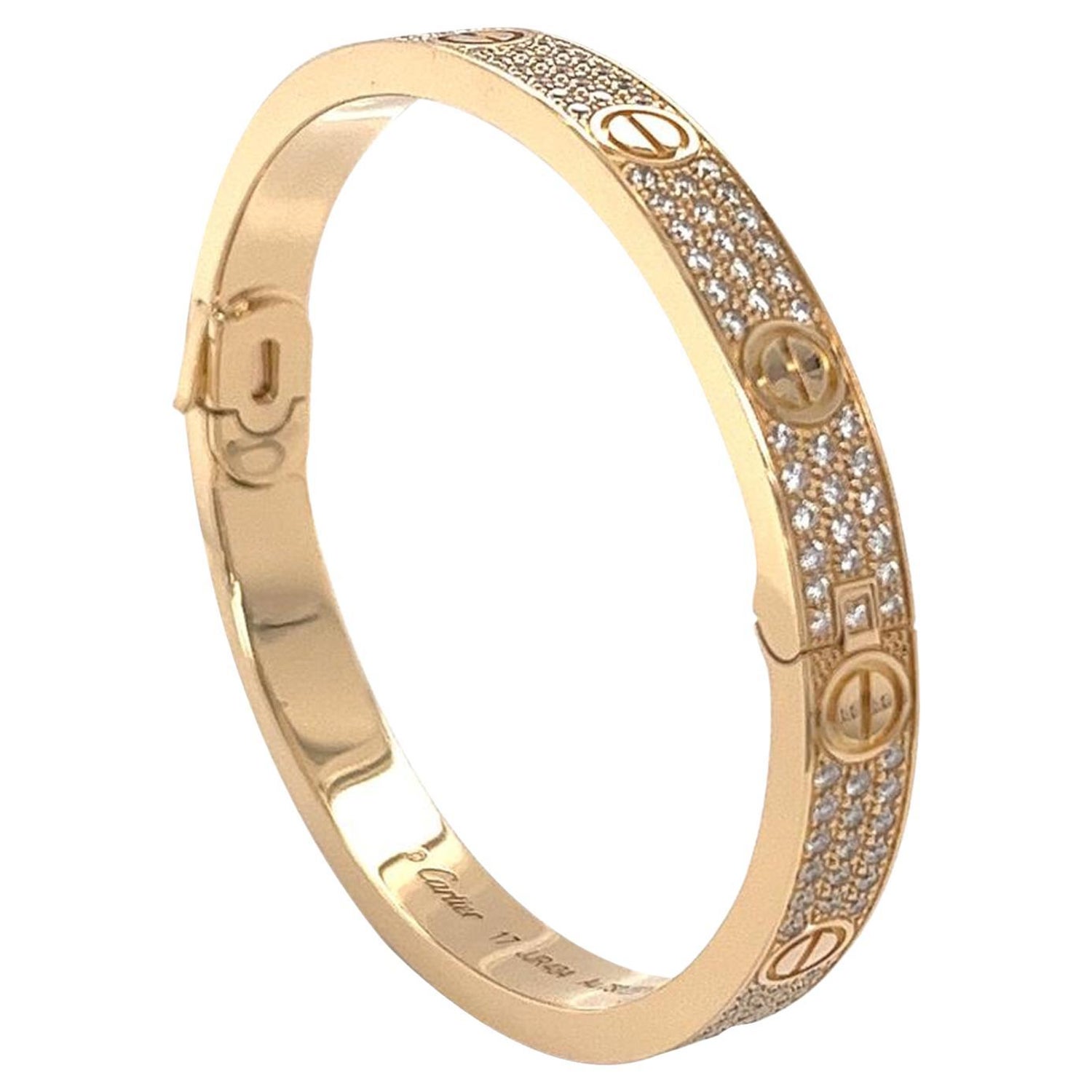 Cartier Love Bracelet 2 Carats 4 Brilliant Cut Pave Diamonds 18k Yellow Gold For Sale At 1stdibs Cartier Love Bracelet 2 Carats 4 Brilliant Cut Pave Diamonds 18k Yellow Gold For Sale At 1stdibs