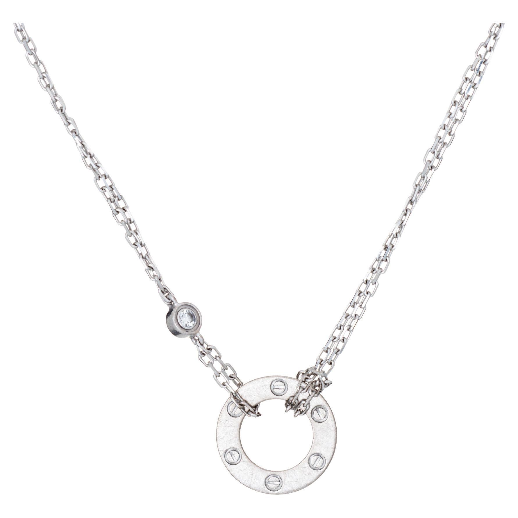 Cartier Love Pulsera 2 Diamantes Estate 18k Oro Blanco 6.5" Joyería Fina Firmada