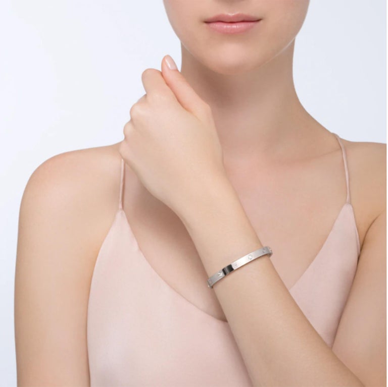 Cartier Love Bracelet 4 Diamond In 18 Karat White Gold For Sale At 1stdibs