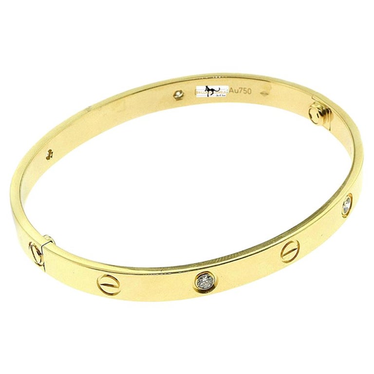 Cartier Love Bracelet 4 Diamond In 18 Karat Yellow Gold For Sale At 1stdibs